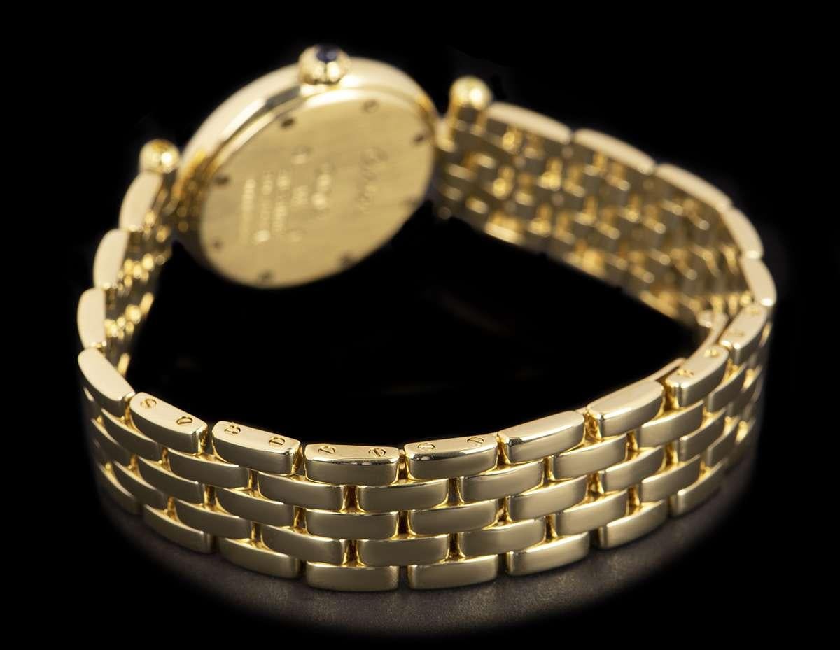 Cartier Vendome Ladies 18 Karat Yellow Gold Silver Roman Dial Wristwatch 1