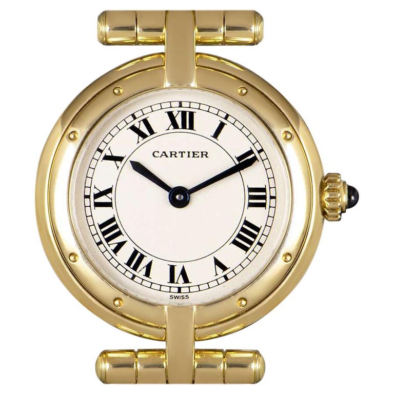 Cartier Vendome Ladies 18 Karat Yellow Gold Silver Roman Dial ...