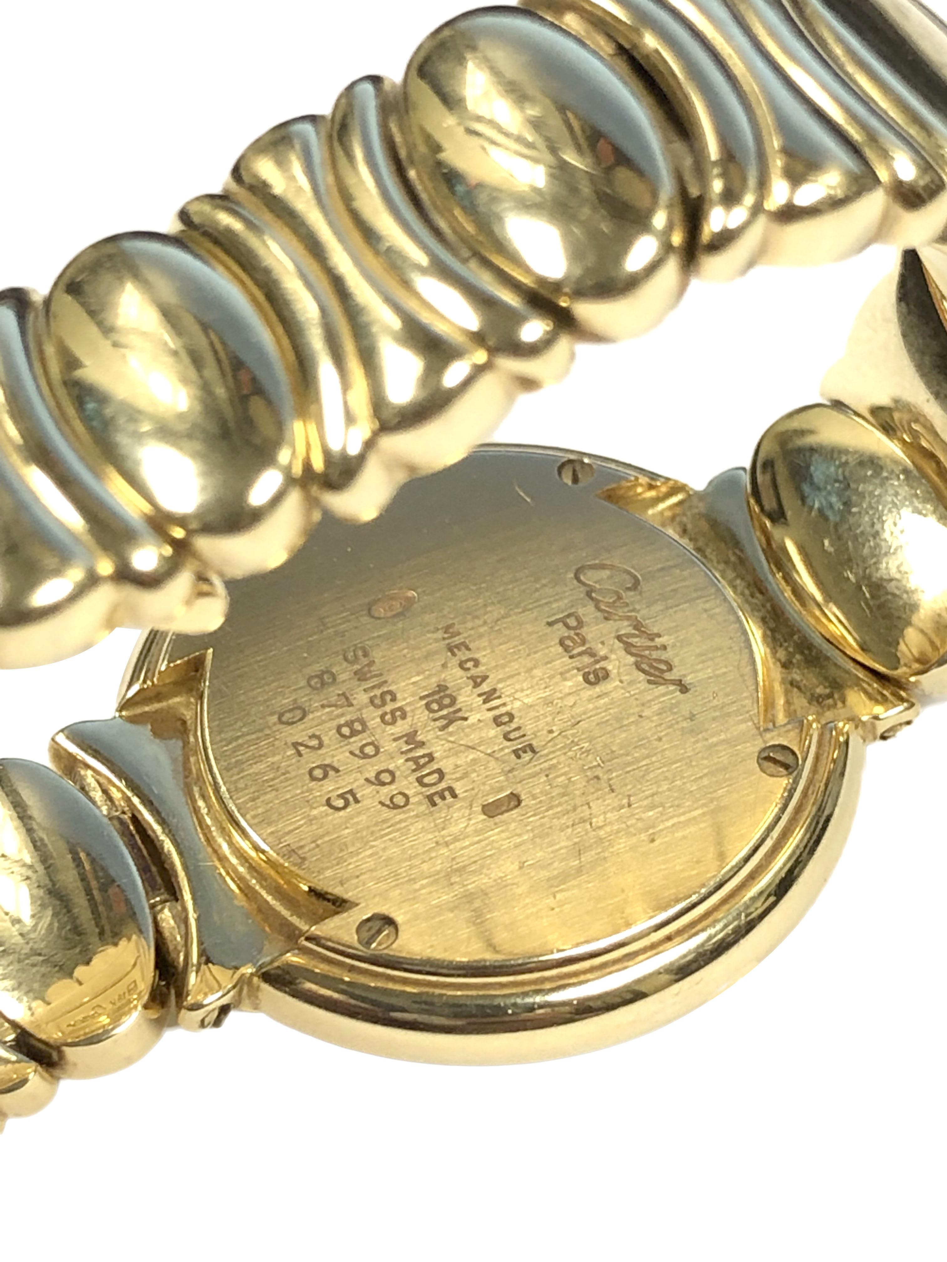 Cartier Vendome Damen Gelbgold und Diamanten Mechanische Armbanduhr (Rundschliff) im Angebot