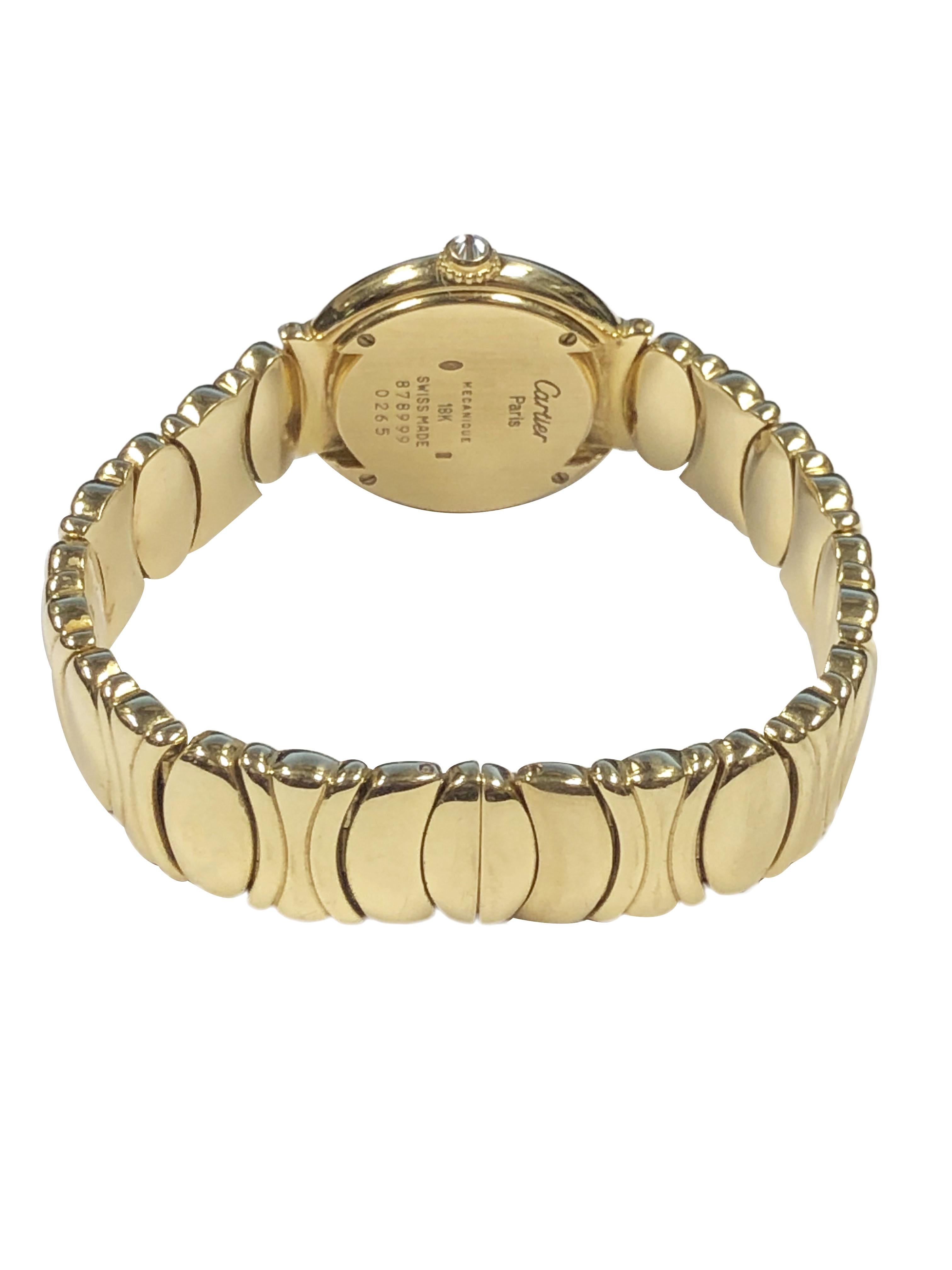 Cartier Vendome Damen Gelbgold und Diamanten Mechanische Armbanduhr im Angebot 1