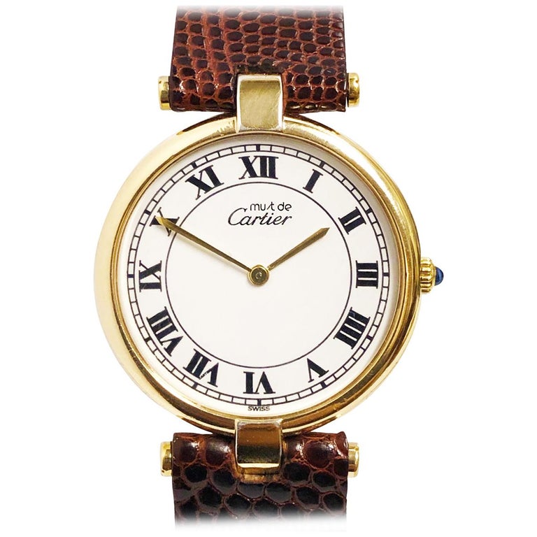 Cartier Vendome Large Must De Cartier Vermeil Quartz Wristwatch at 1stDibs