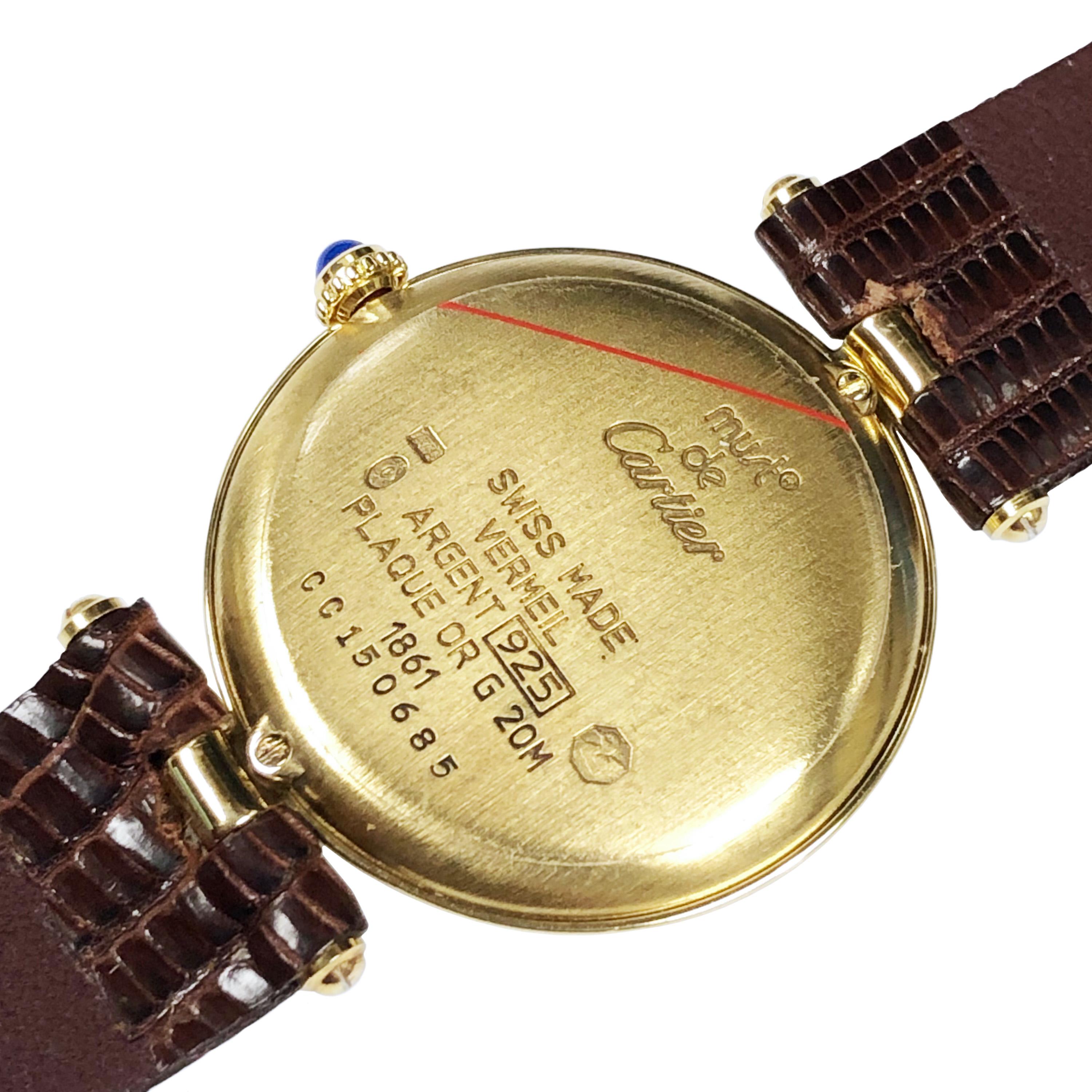 Cartier Vendome Große Quarz Must de Cartier Quarz-Armbanduhr im Zustand „Hervorragend“ in Chicago, IL
