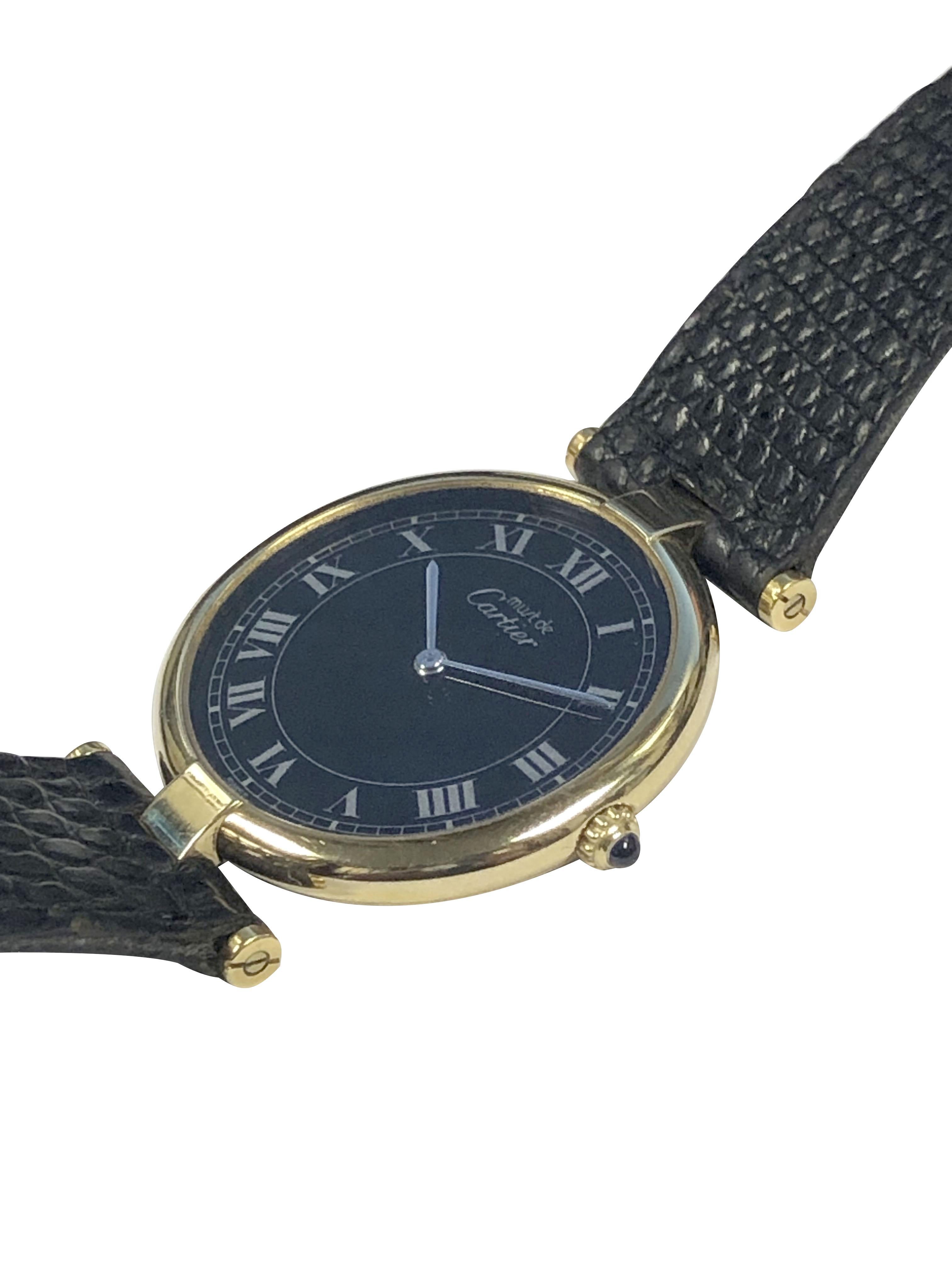 Women's or Men's Cartier Vendome Large Vermeil Must de Cartier Quartz Wristwatch For Sale