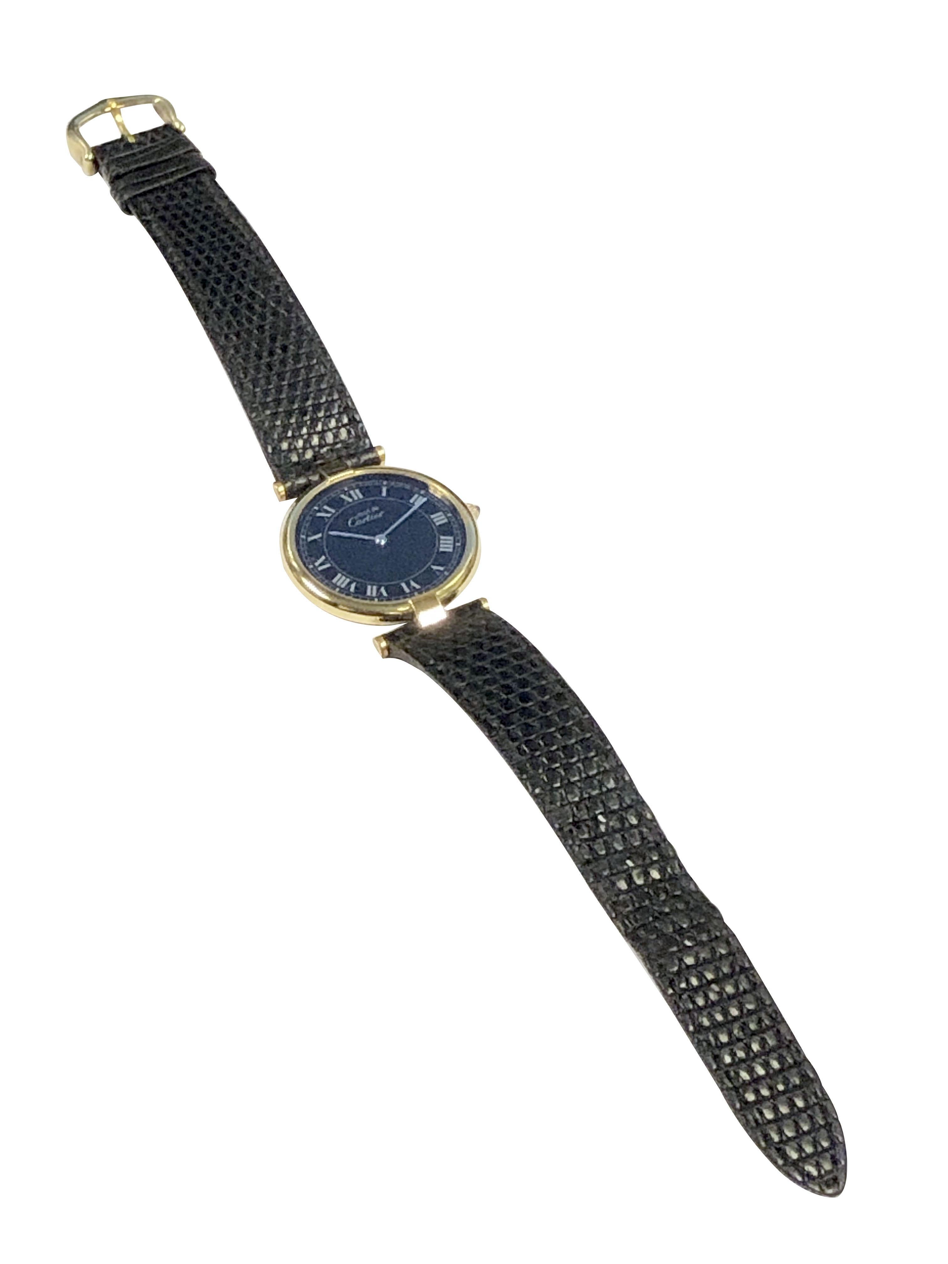 Cartier Vendome Large Vermeil Must de Cartier Quartz Wristwatch For Sale 3