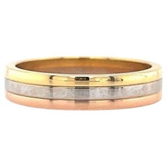 Cartier Vendome Louis 18 Karat Yellow White and Rose Gold Wedding Band Ring