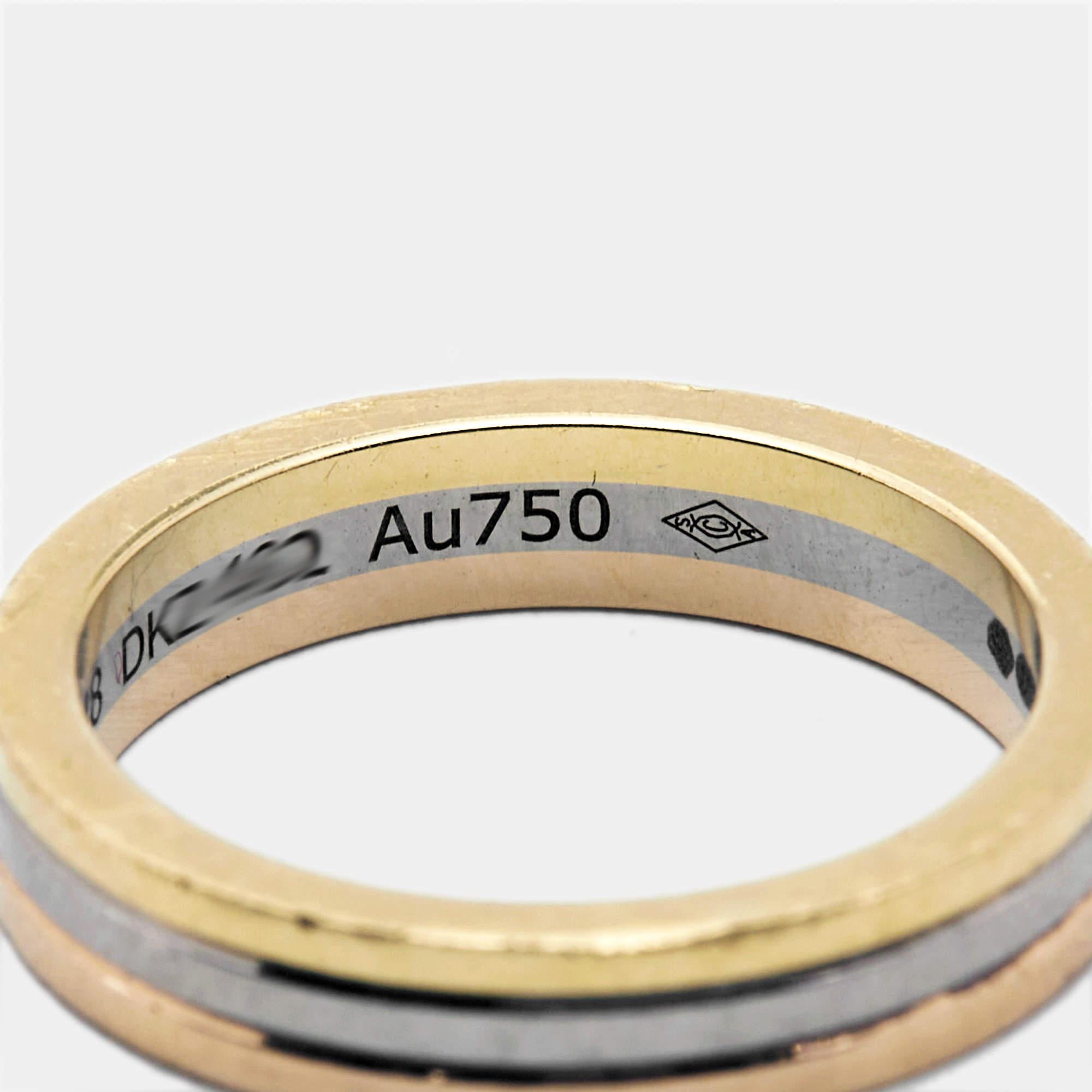 Women's Cartier Vendome Louis 18k Three Tone Gold Wedding Band Ring Size 48