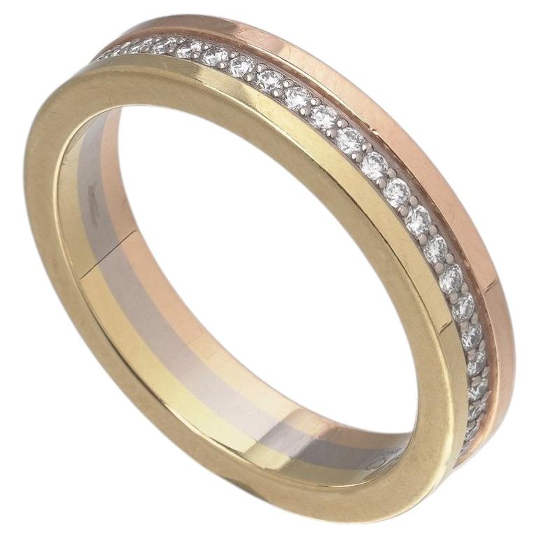 Anello Cartier Vendome Louis Cartier in oro tricolore 18 carati con diamanti