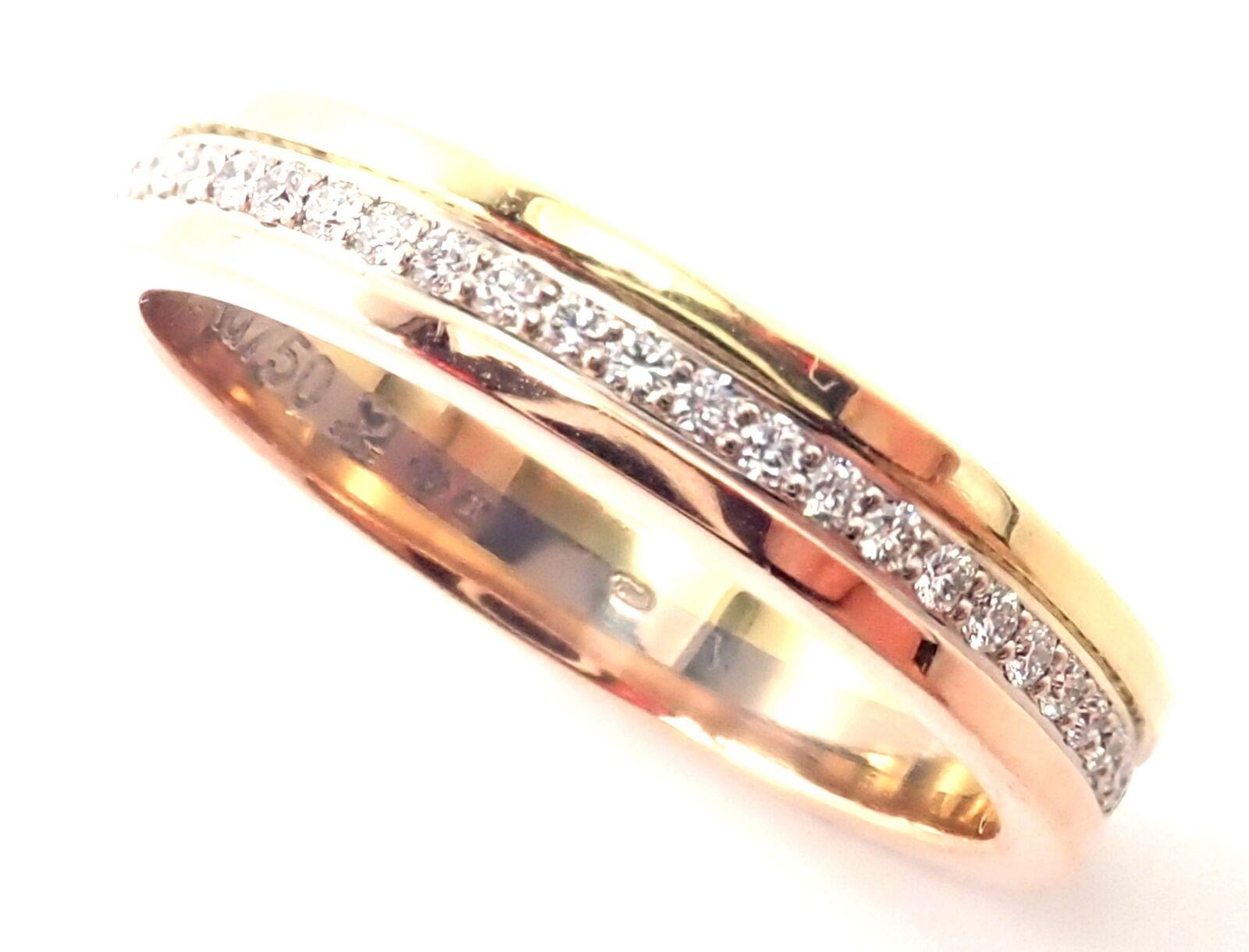 Brilliant Cut Cartier Vendôme Louis Cartier Diamond Tri-Color Band Ring