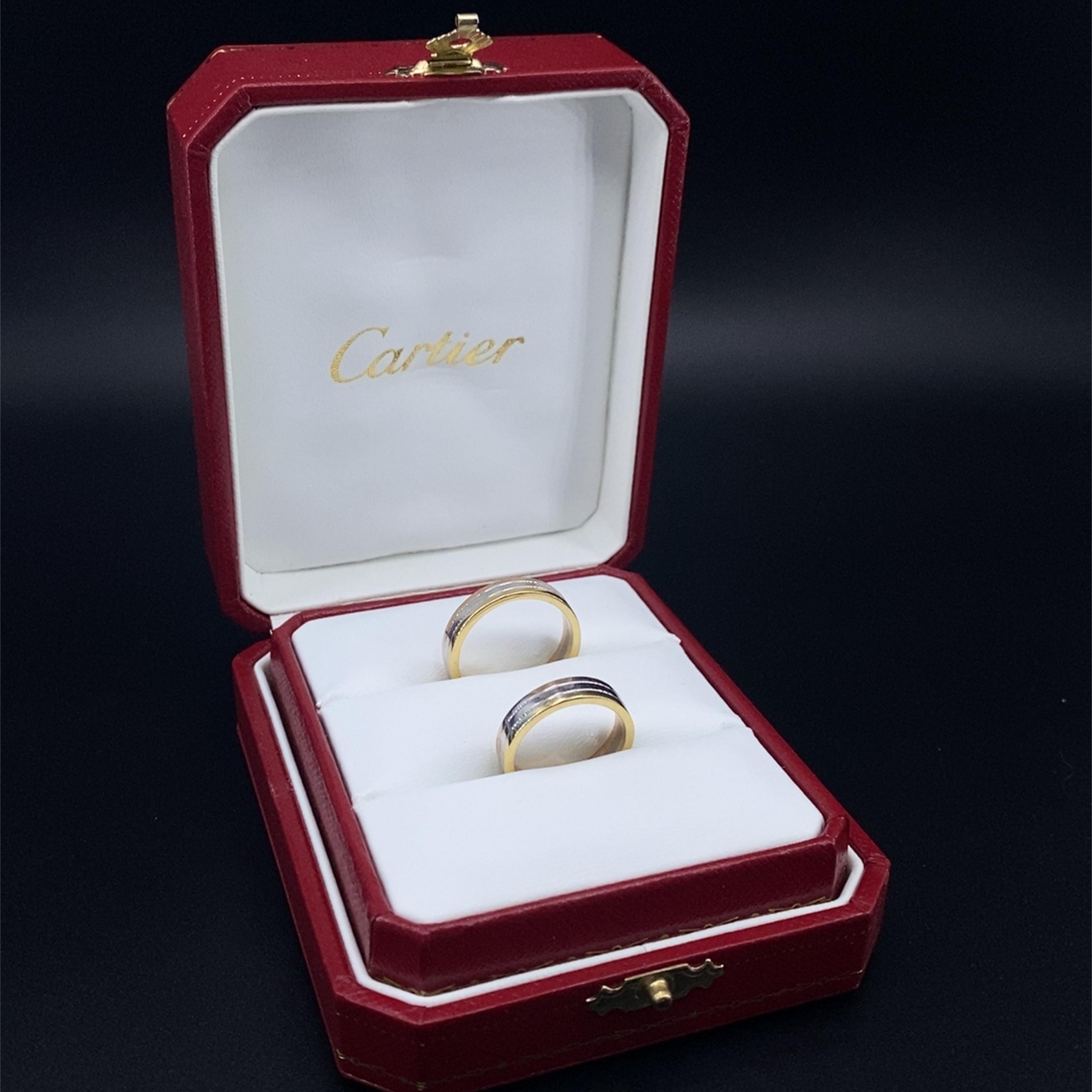 Women's or Men's Cartier Vendome Louis Three Tones Wedding Band Ring with Certificate For Sale
