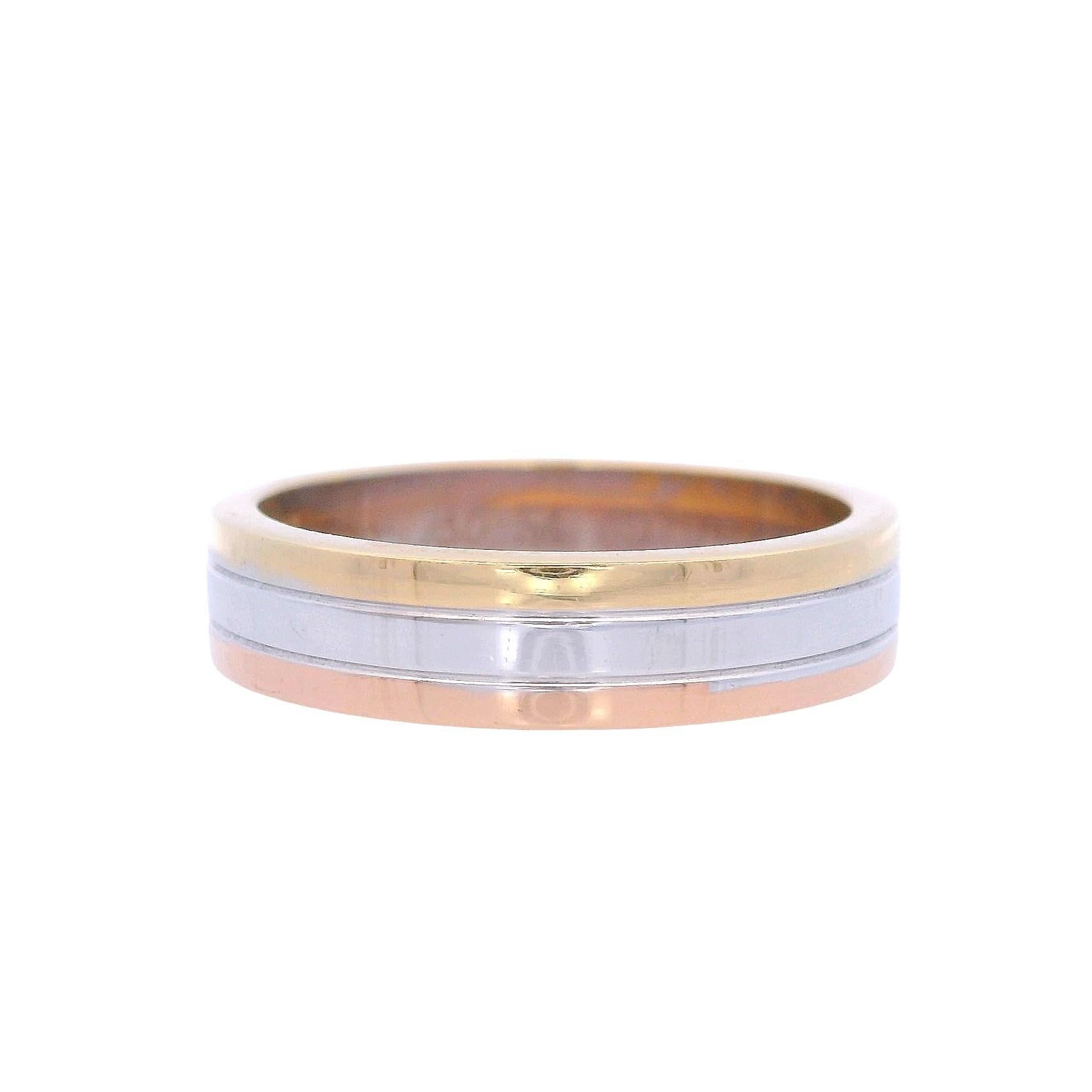 Cartier Vendome Louis Three Tones Wedding Band Ring with Certificate For Sale 2