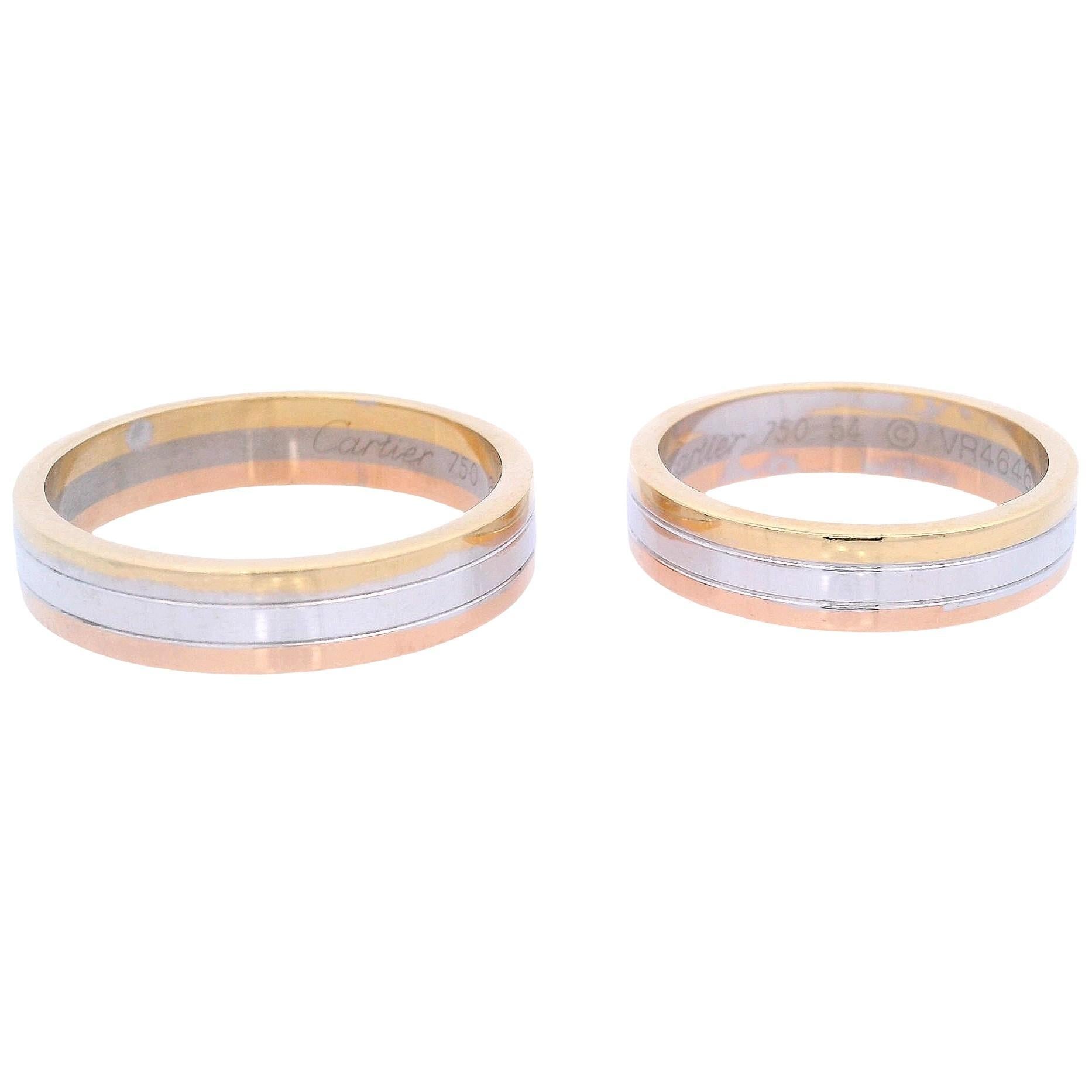 Cartier Vendome Louis Three Tones Wedding Band Ring with Certificate For Sale 3