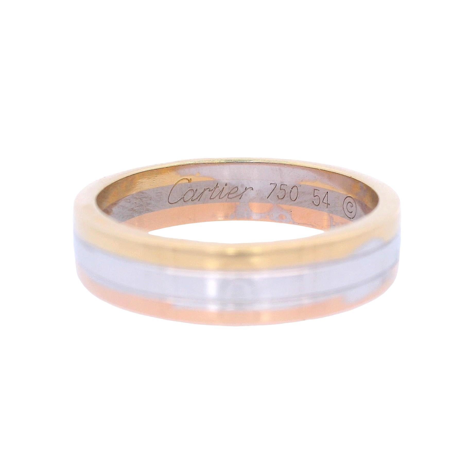 Cartier Vendome Louis Three Tones Wedding Band Ring with Certificate For Sale 4