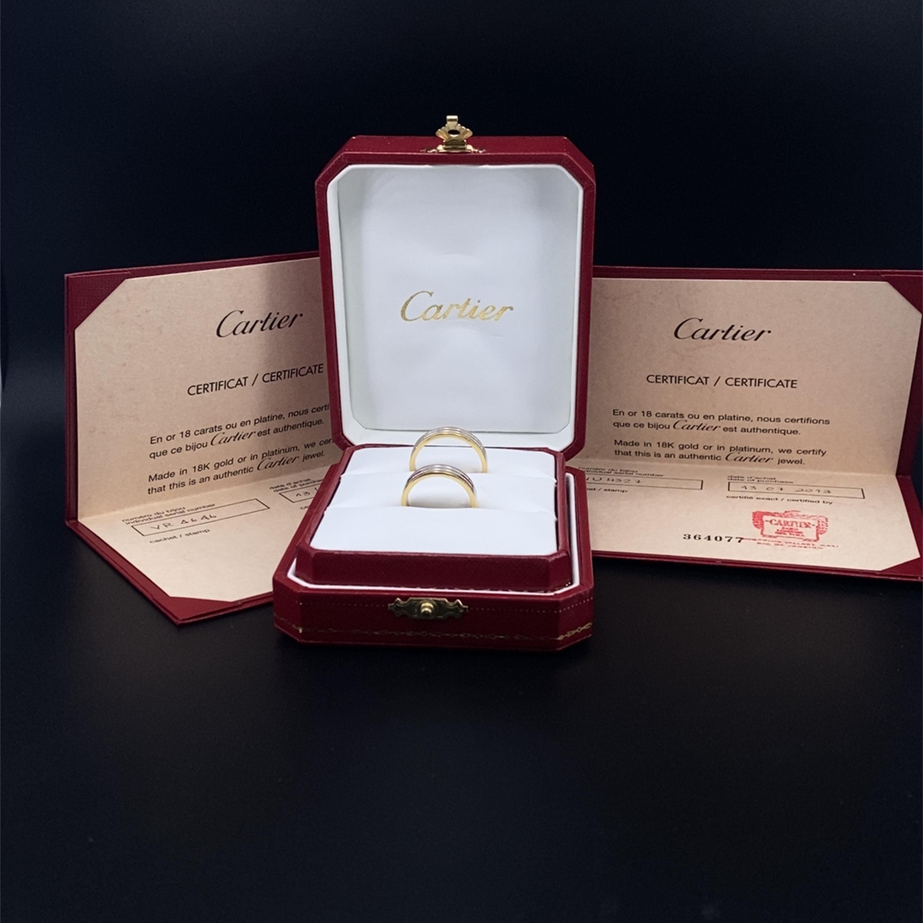 Cartier Vendome Louis Three Tones Wedding Band Ring with Certificate