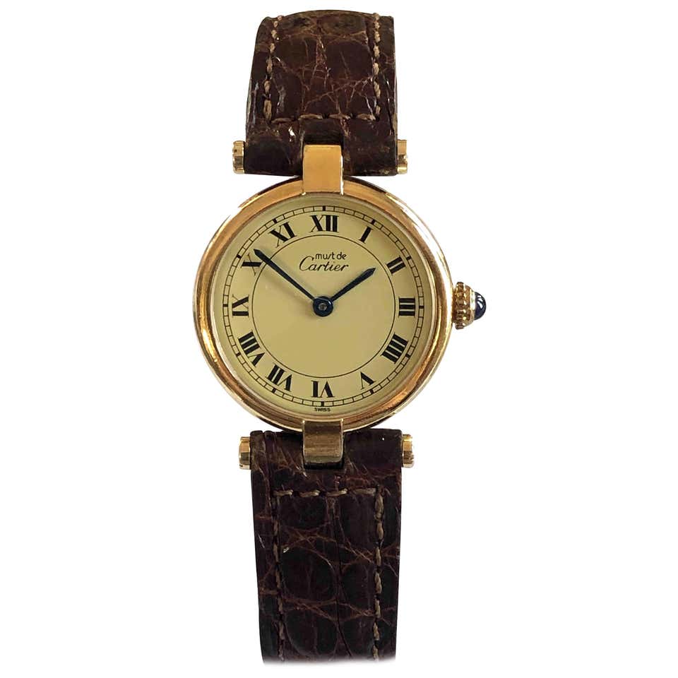 Cartier Large Vermeil Must de Cartier vendome Quartz Wrist Watch at 1stdibs