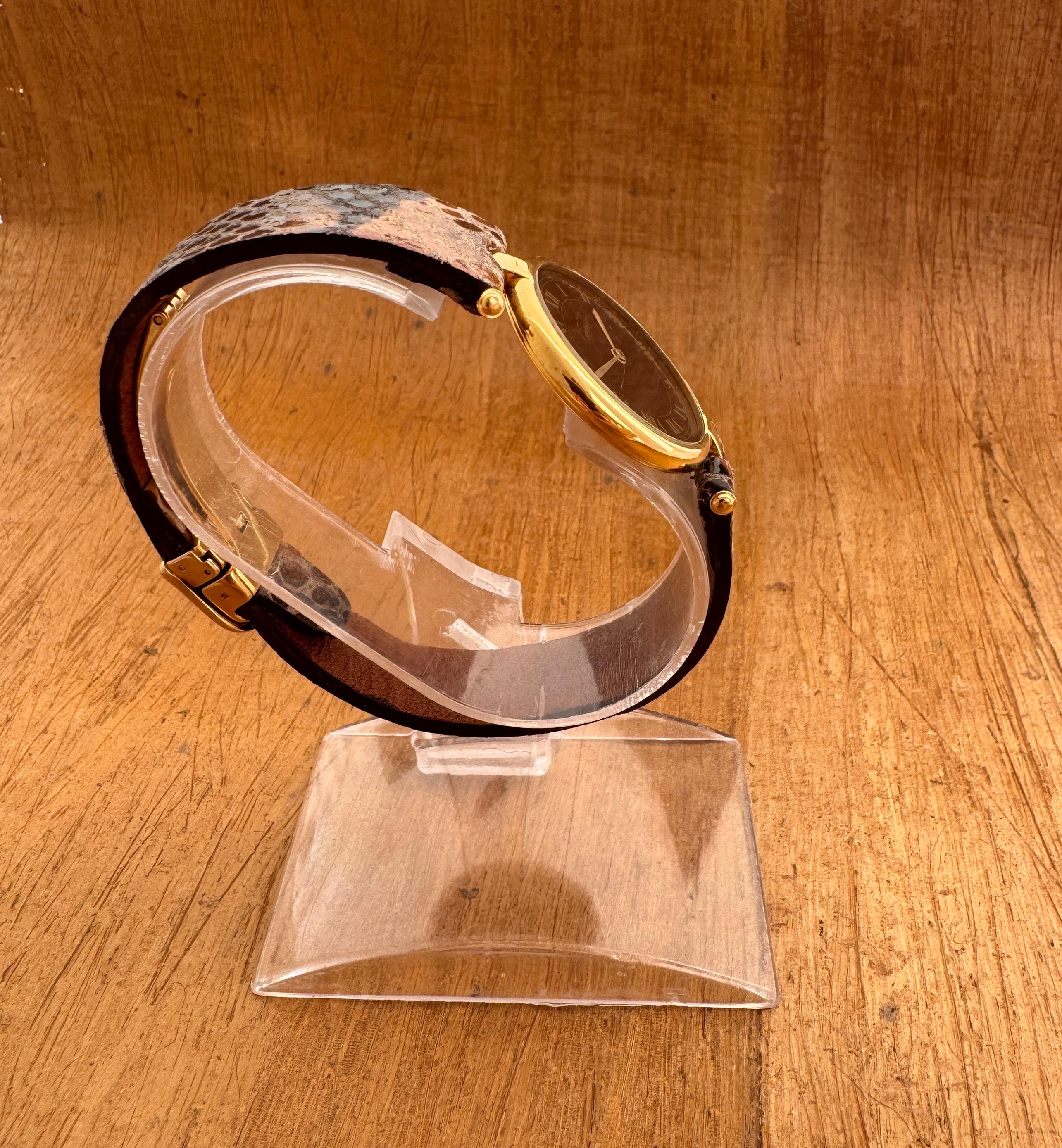 Cartier Vendome Must de CARTIER Vendôme Vermeil Unique Roman Brown Spider Dial W For Sale 8