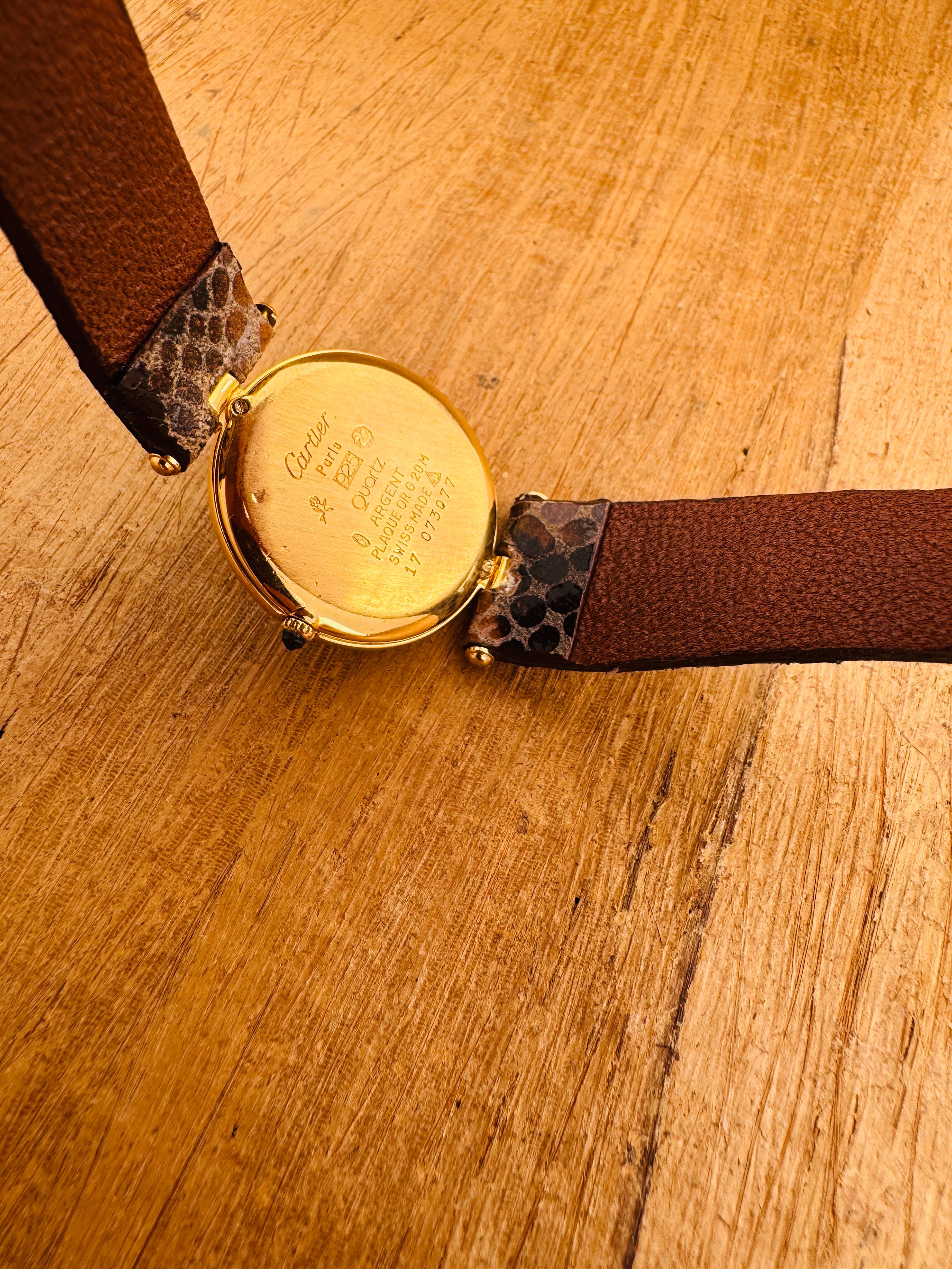 Cartier Vendome Must de CARTIER Vendôme Vermeil Unique Roman Brown Spider Dial W For Sale 16