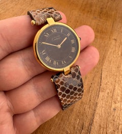 Cartier Vendome Must de CARTIER Vendôme Vermeil Unique Roman Brown Spider Dial W