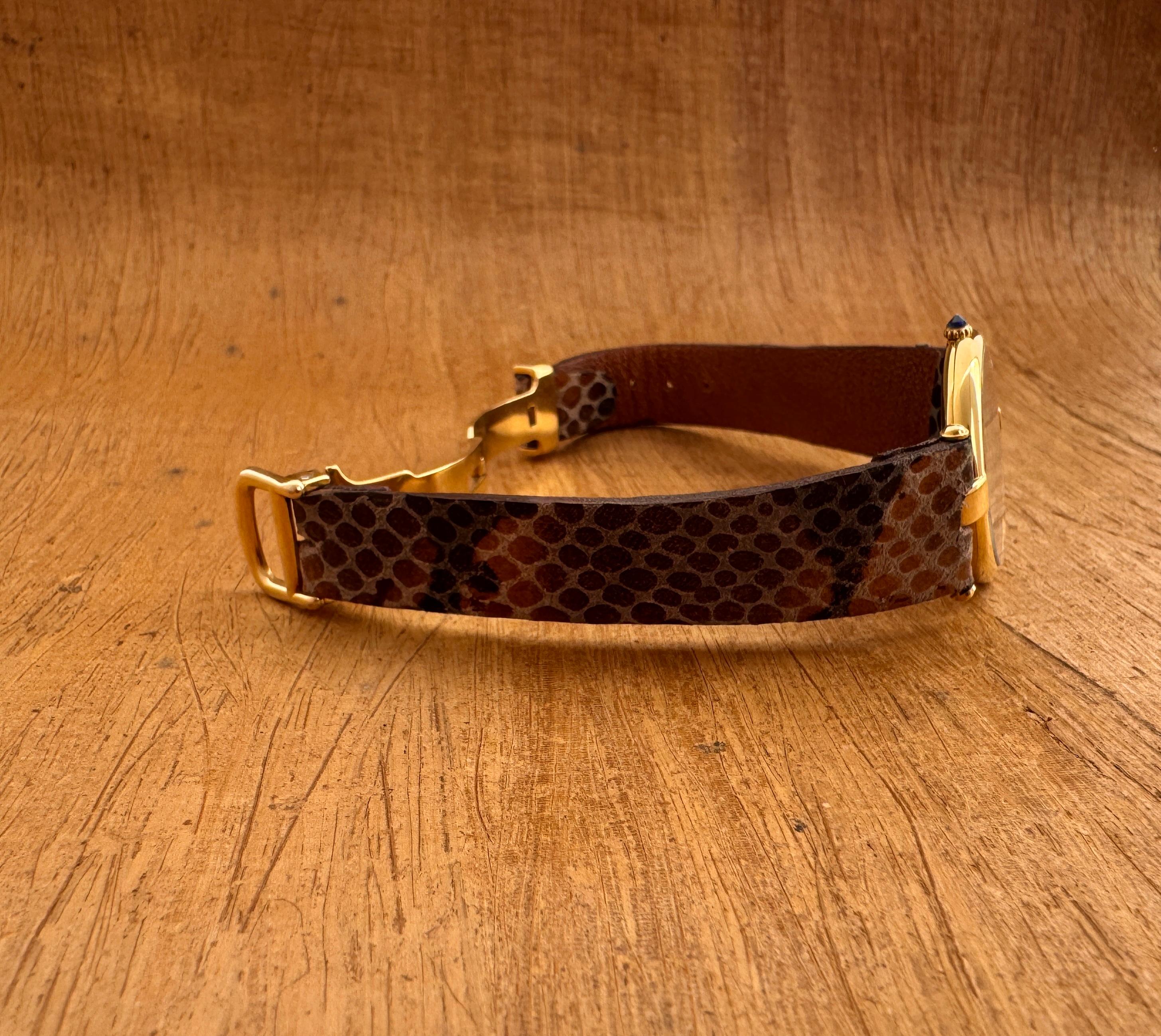 Cartier Vendome Must de CARTIER Vendôme Vermeil Unique Roman Brown Spider Dial W For Sale 2
