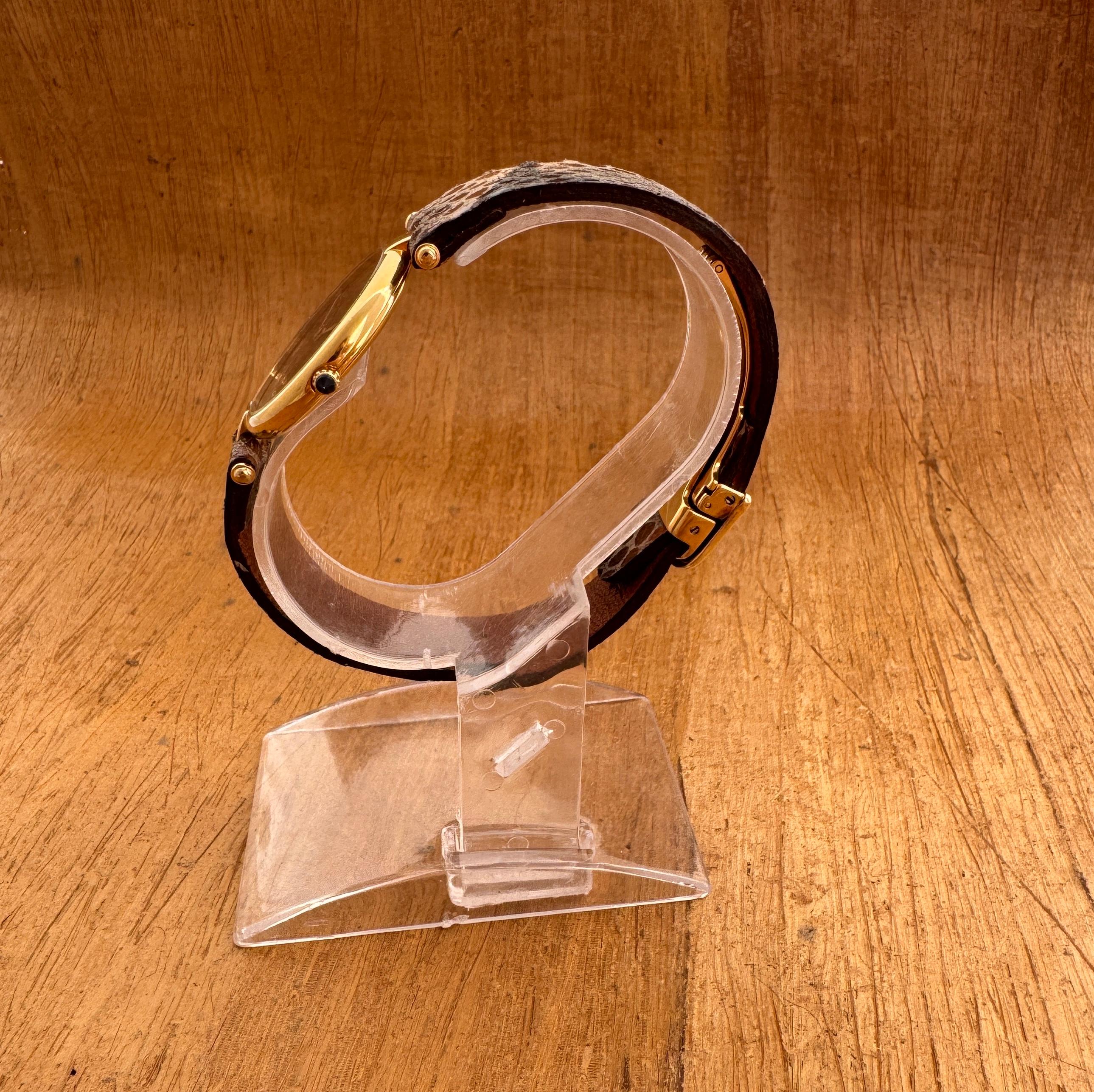 Cartier Vendome Must de CARTIER Vendôme Vermeil Unique Roman Brown Spider Dial W For Sale 6