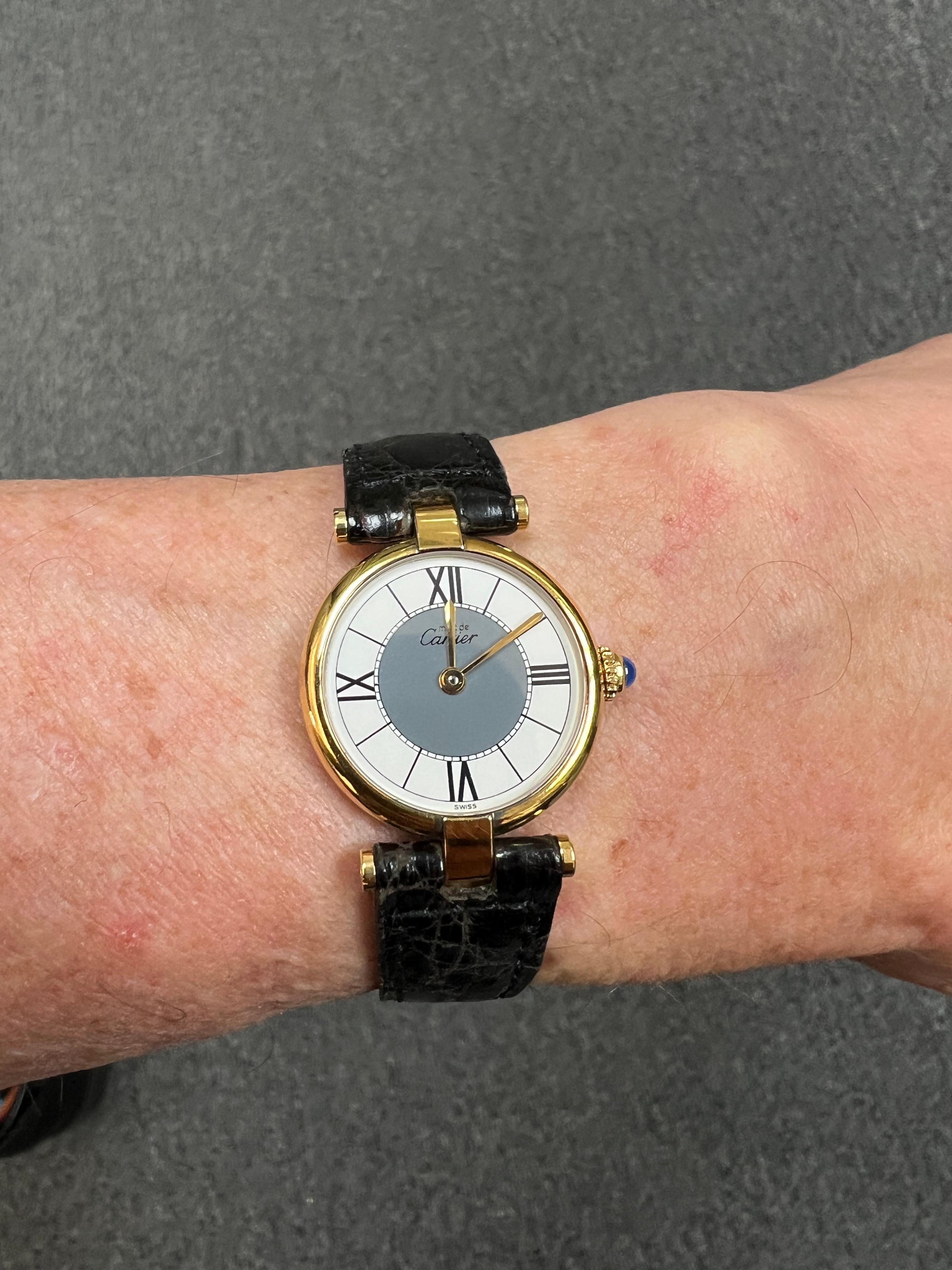Cartier Vendome Must De Cartier Vermeil Wristwatch In Good Condition In Los Angeles, CA