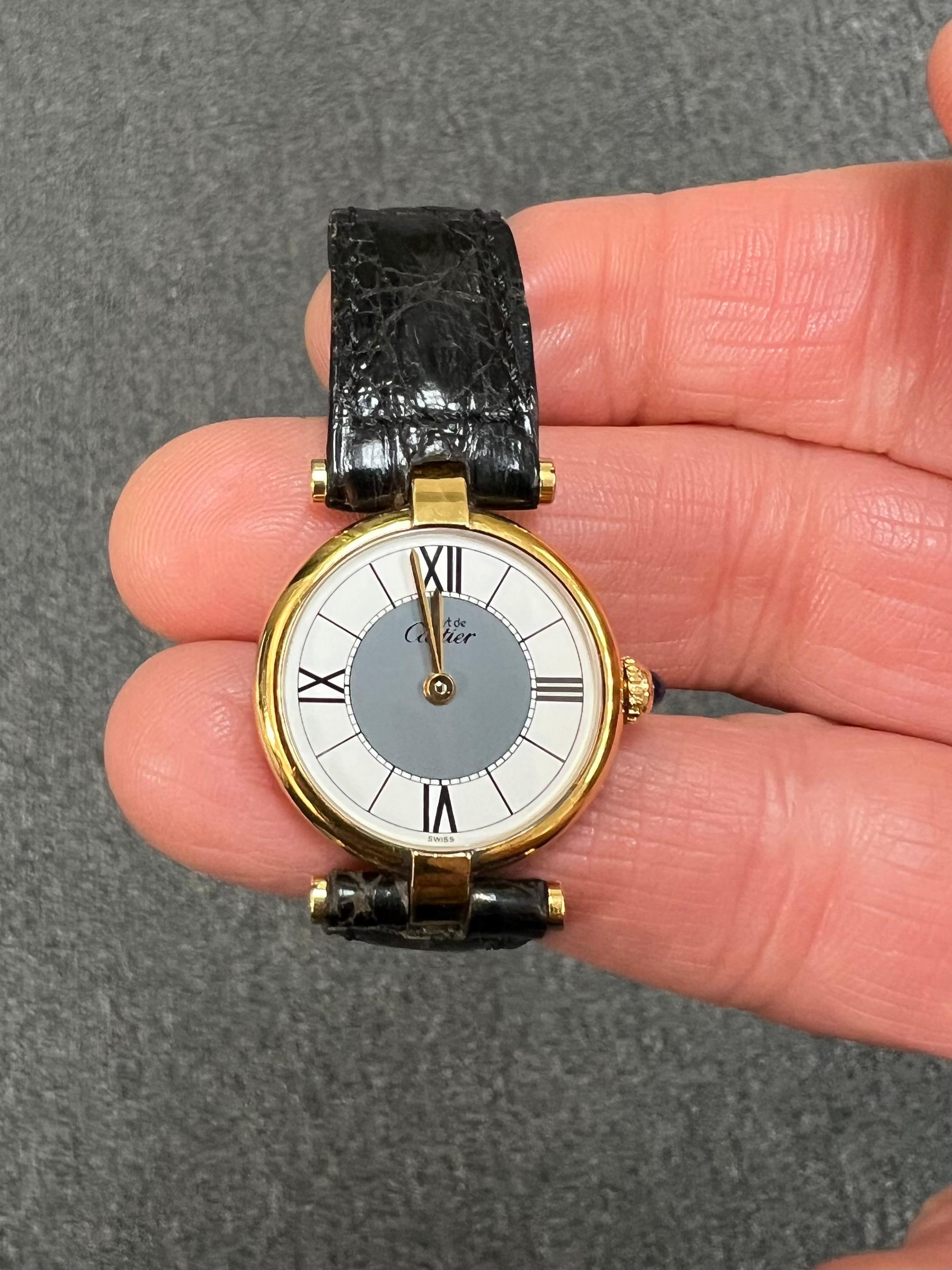 Women's or Men's Cartier Vendome Must De Cartier Vermeil Wristwatch