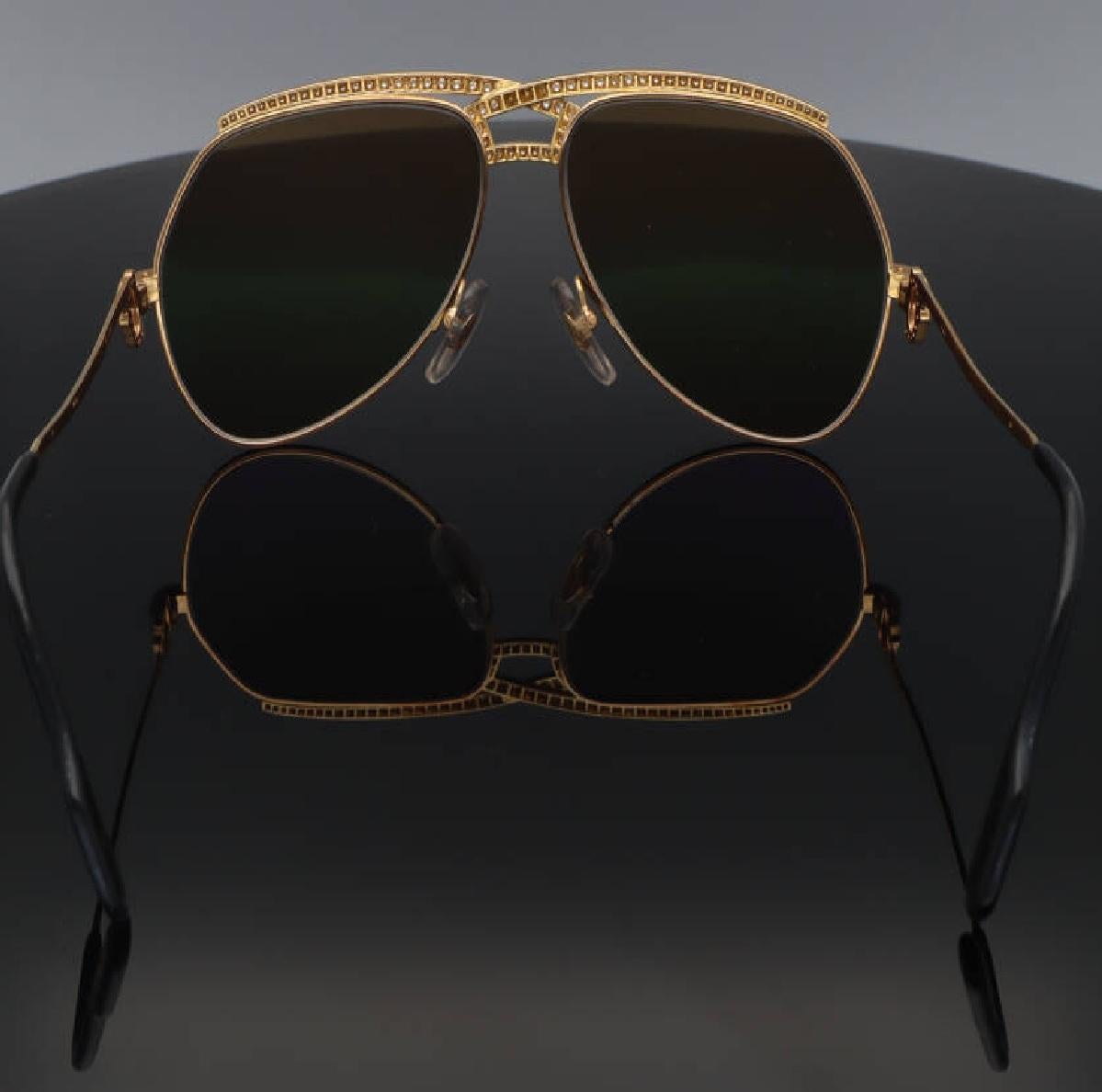 Cartier Vendôme Papillon 130 59-14 Diamonds 18K Yellow Gold Eyewear Sunglasses For Sale 4
