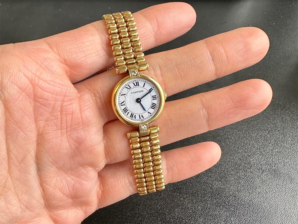 Cartier Vendome Quartz 18K Yellow Gold & Diamonds Watch In Excellent Condition In Great Neck Plaza, NY