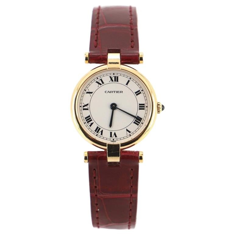 Cartier Vendome Quarzuhr Gelbgold und Alligator 24