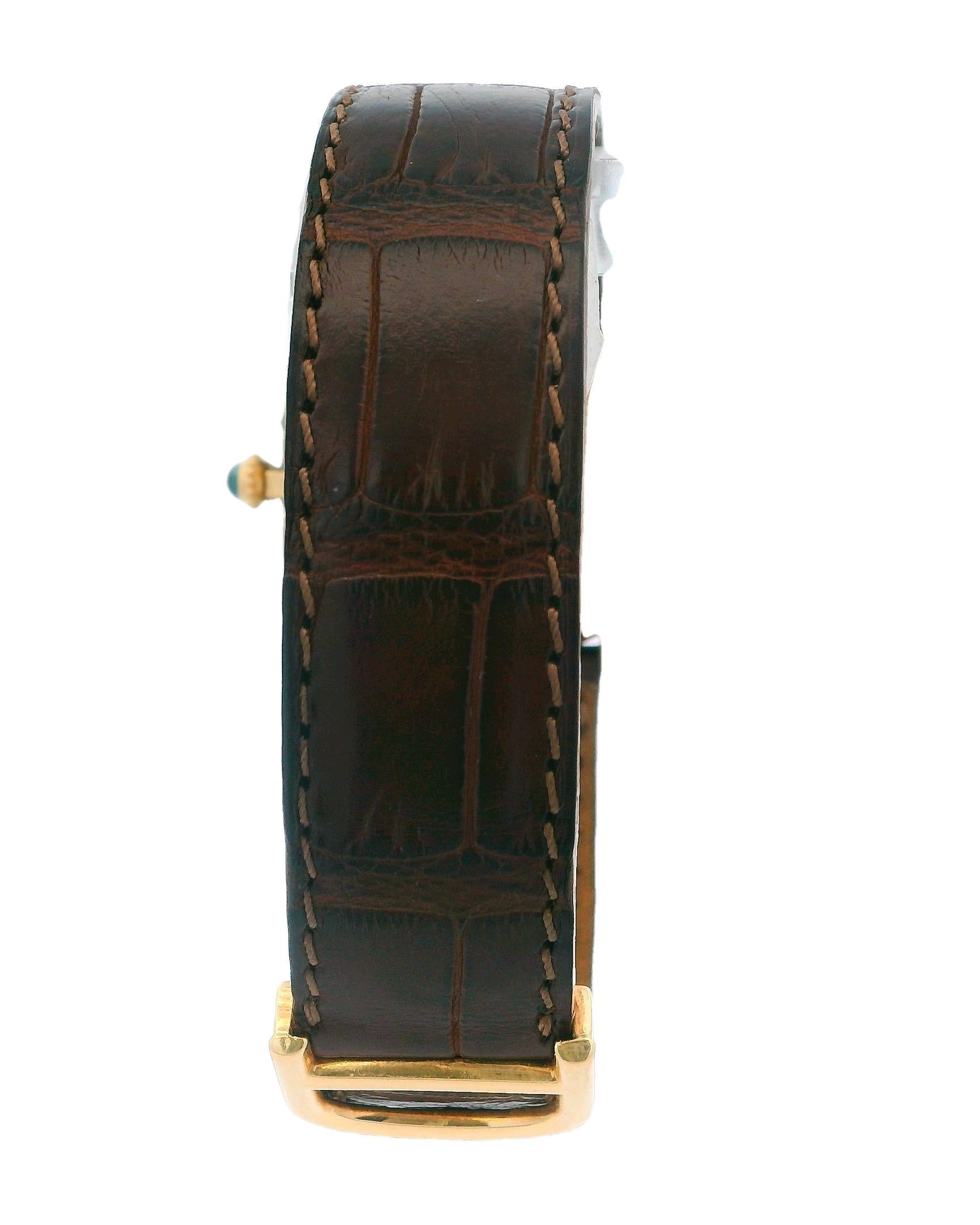 Women's or Men's Cartier Vendome Rondo 18k White & Yellow Gold Paris Dial Watch For Sale