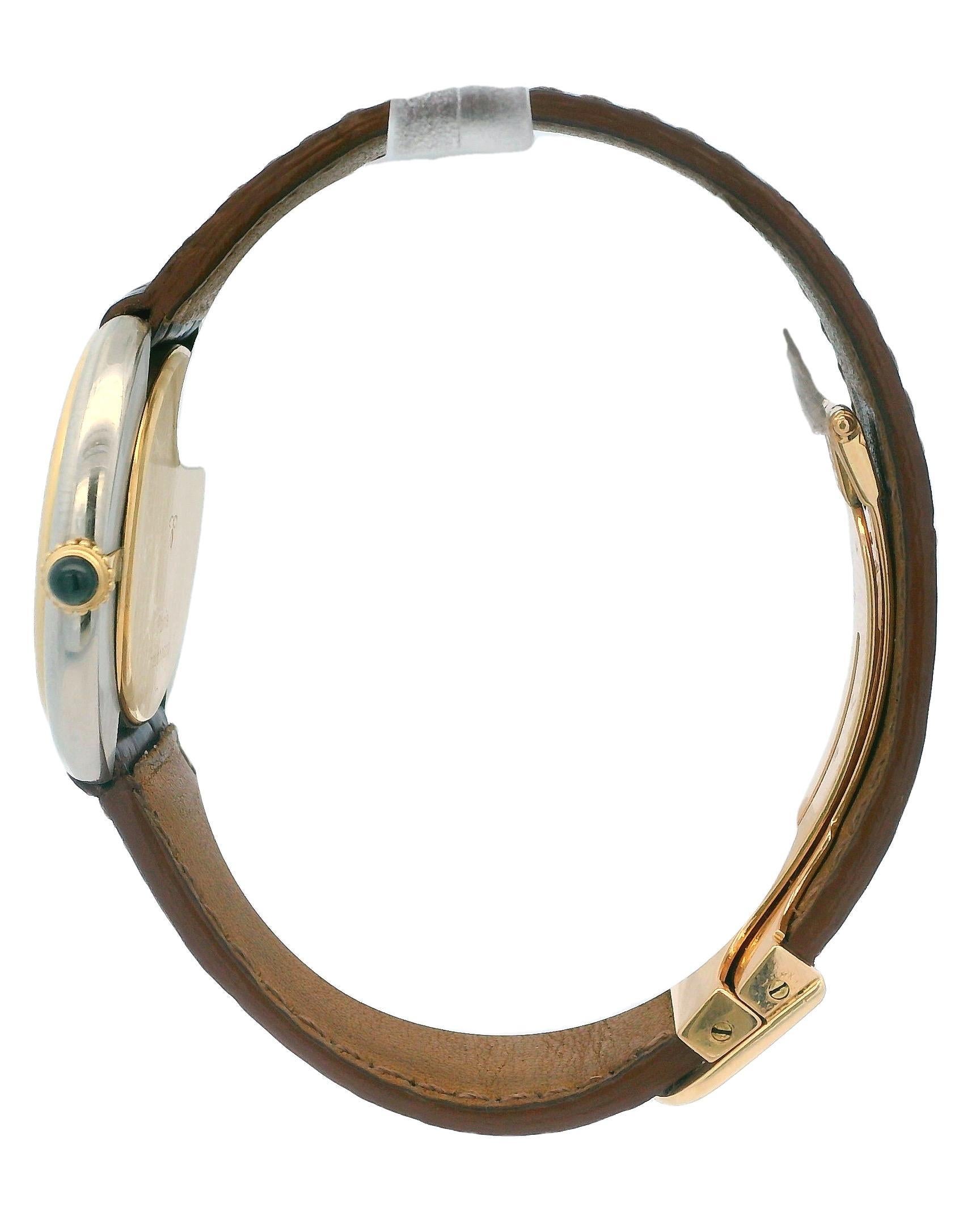 Cartier Vendome Rondo 18k White & Yellow Gold Paris Dial Watch For Sale 2