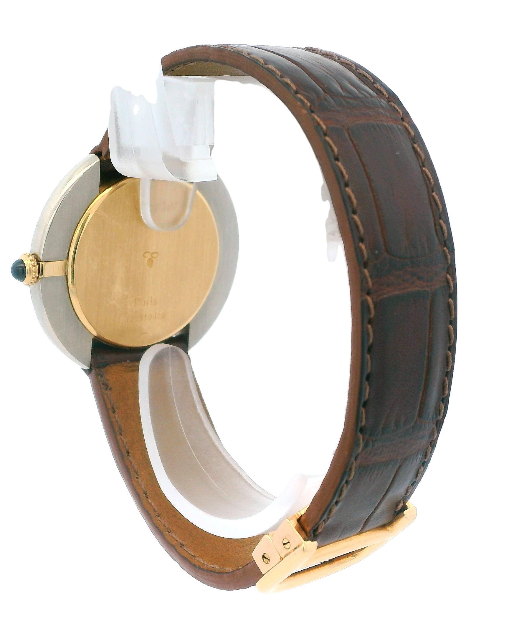 Cartier Vendome Rondo 18k White & Yellow Gold Paris Dial Watch For Sale 3