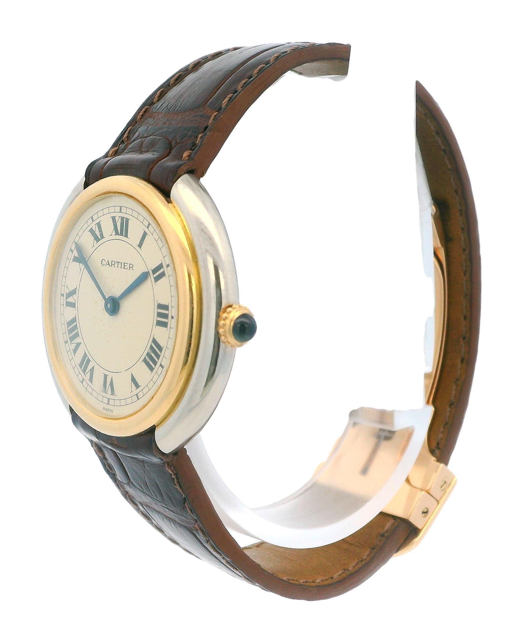 Cartier Vendome Rondo 18k White & Yellow Gold Paris Dial Watch For Sale 4