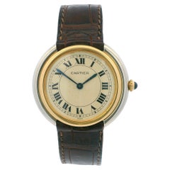 Cartier Vendome Rondo 18k Weiß- und Gelbgold Paris Zifferblattuhr mit Zifferblatt