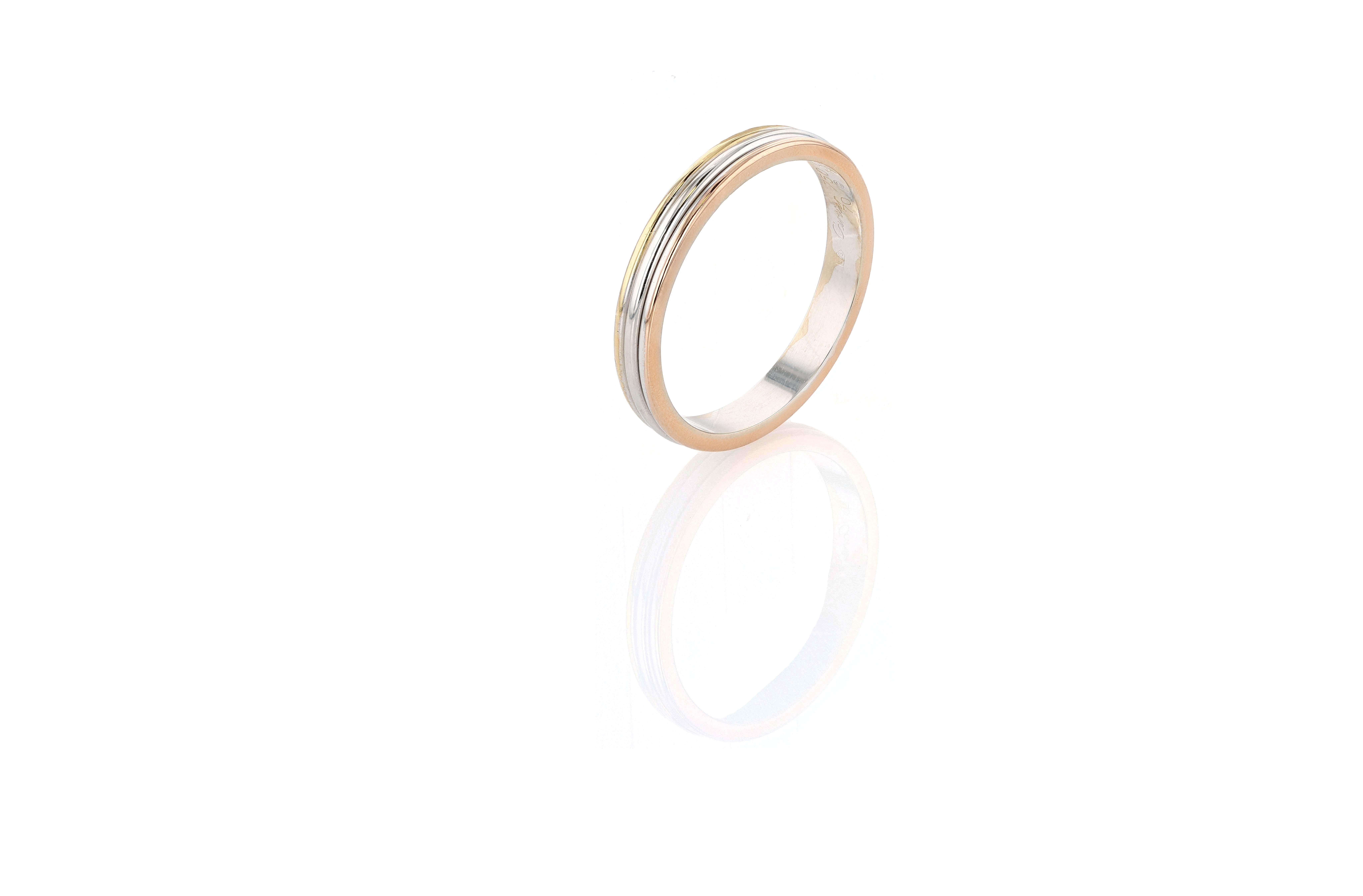 Cartier Vendome Tri-Color Band Ring Web Store Description Art Decó en venta