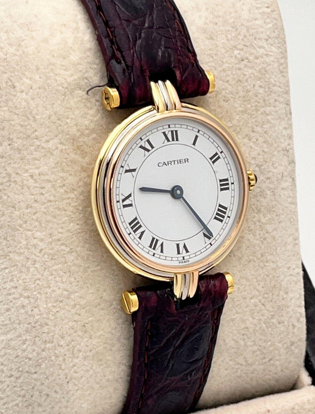 Cartier Vendome Trinity 8100 Ladies 18K Yellow Rose White Gold In Excellent Condition In San Diego, CA