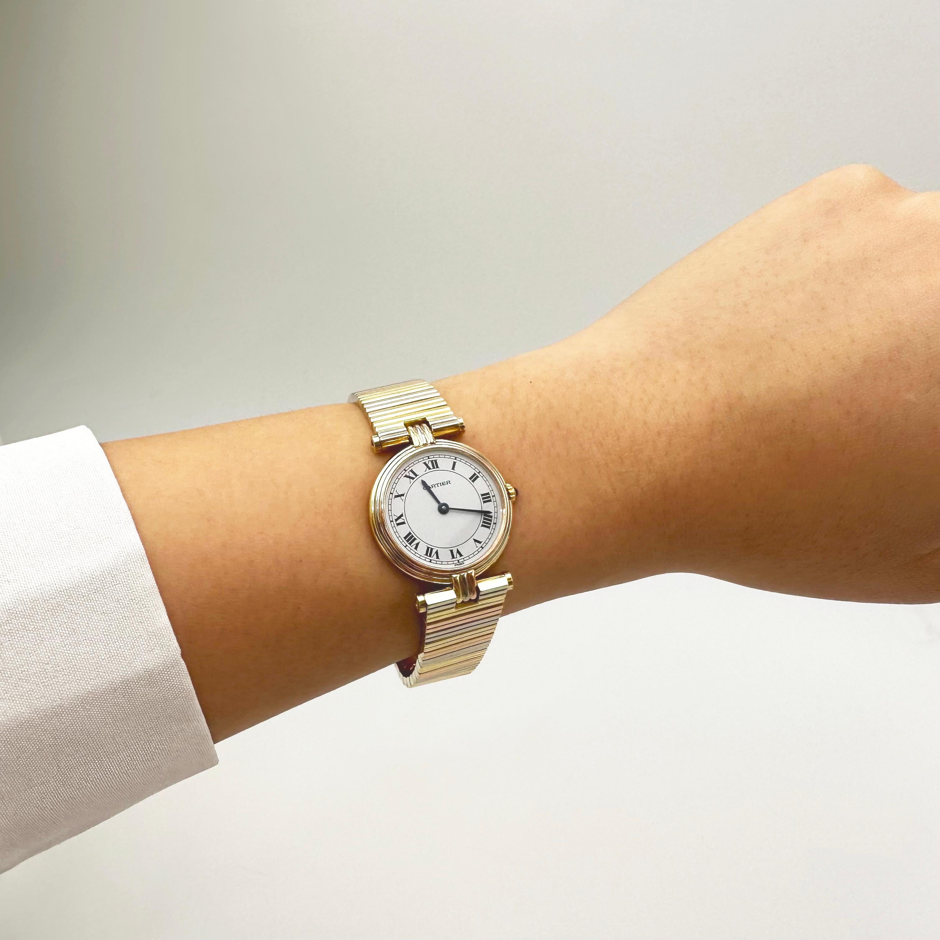 Cartier 'Vendome Trinity' Tri-Color Gold Watch, Ref. 8100 In Excellent Condition In New York, NY