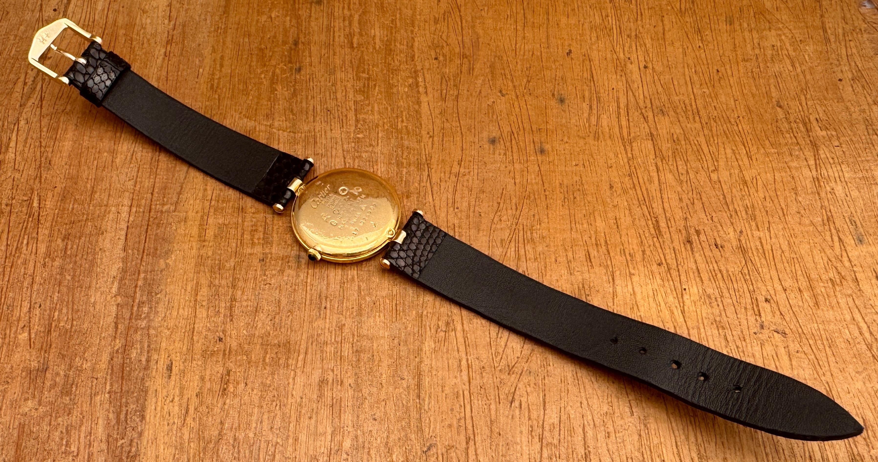 Cartier Vendome Vermeil 925 Roman Black Dial 30mm Watch For Sale 8