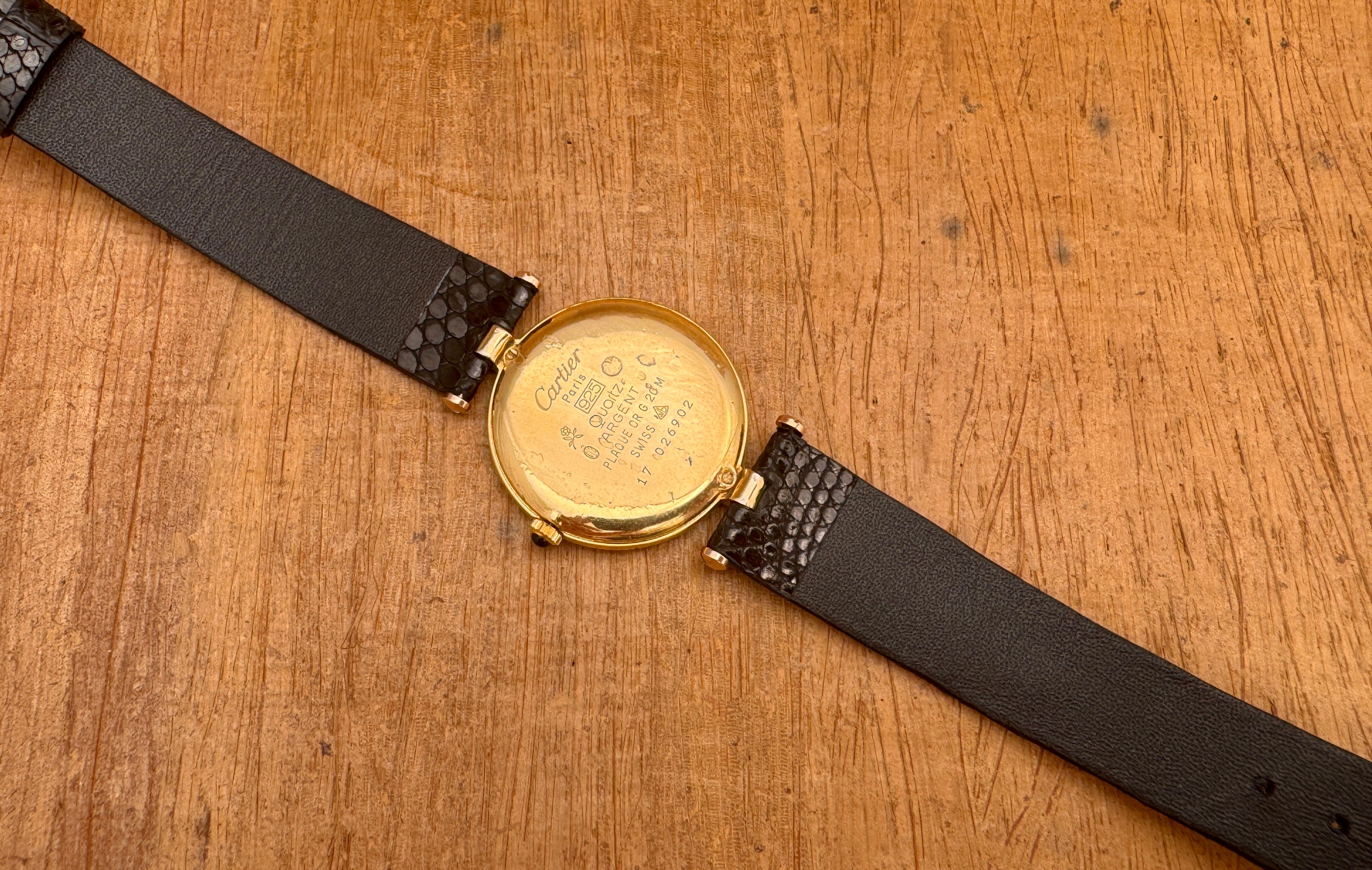 Cartier Vendome Vermeil 925 Roman Black Dial 30mm Watch For Sale 9