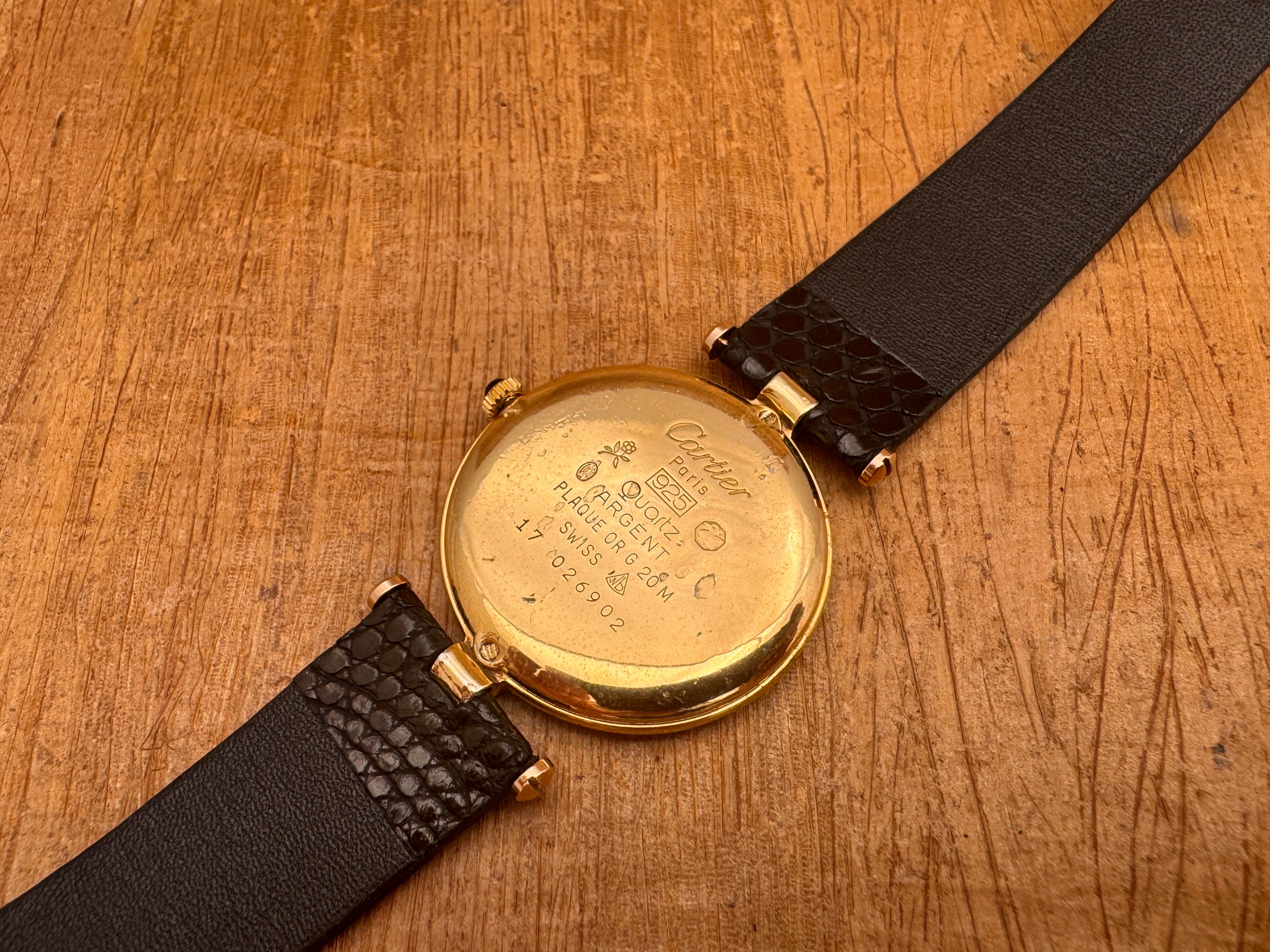 Cartier Vendome Vermeil 925 Roman Black Dial 30mm Watch For Sale 10
