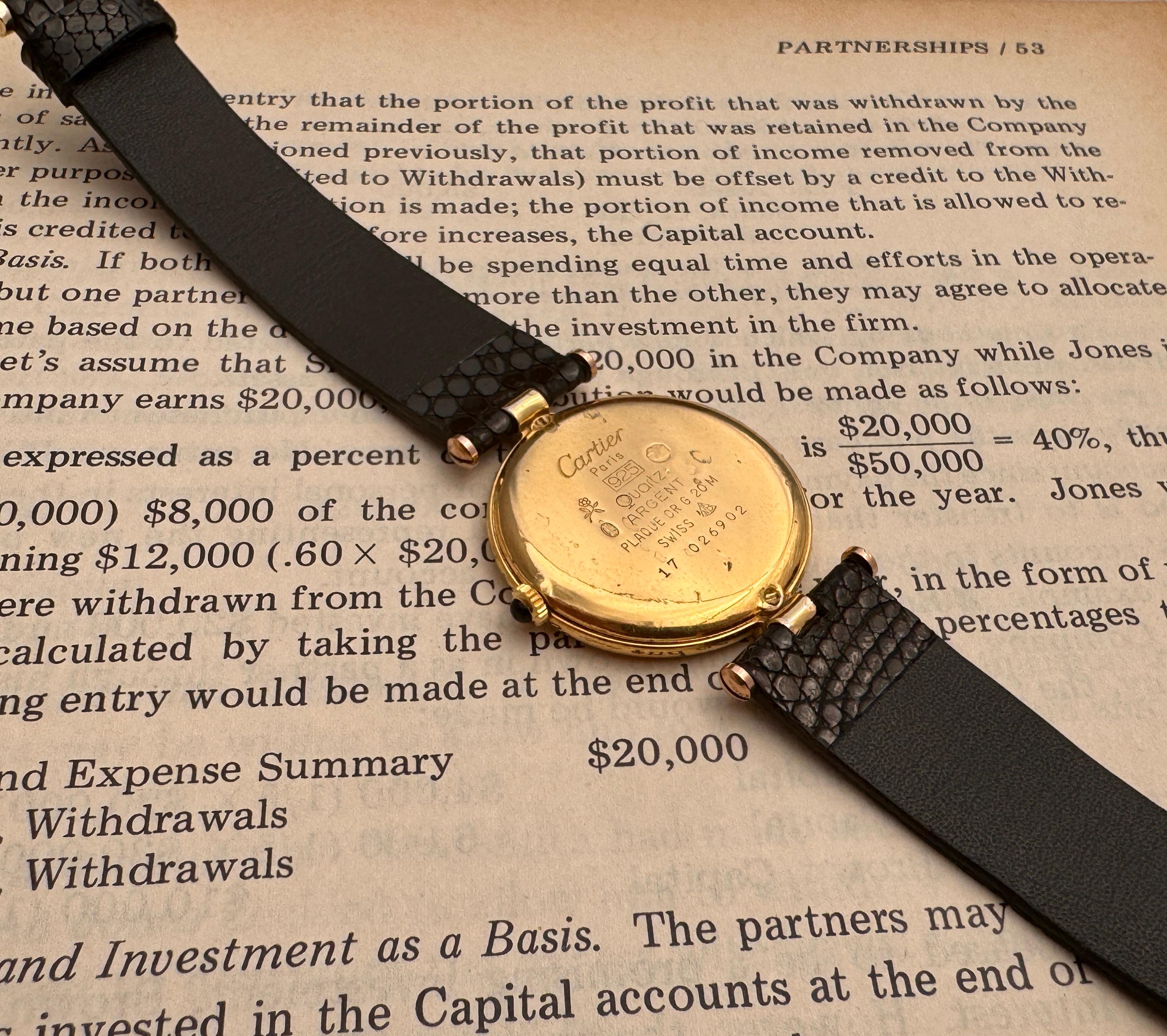 Cartier Vendome Vermeil 925 Roman Black Dial 30mm Watch For Sale 11