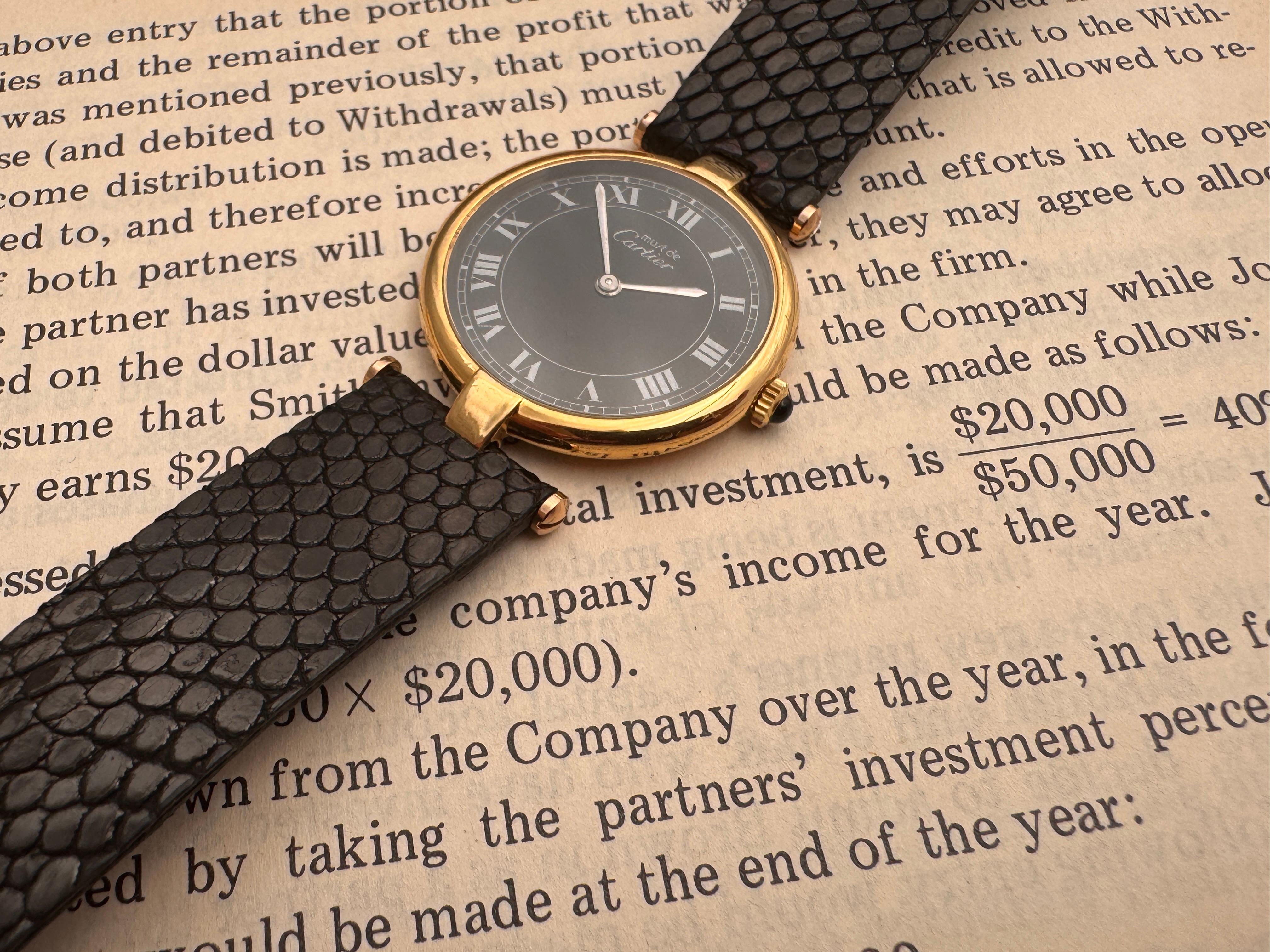   Description
Brand: Cartier

Model: Vendome Vermeil

Reference Number: 17 0269 02

Country Of Manufacture: Switzerland

Movement: Quartz

Case Material: Gold Plated Silver

Measurements : Case width: 30mm. (without crown)

Band Type :After Market