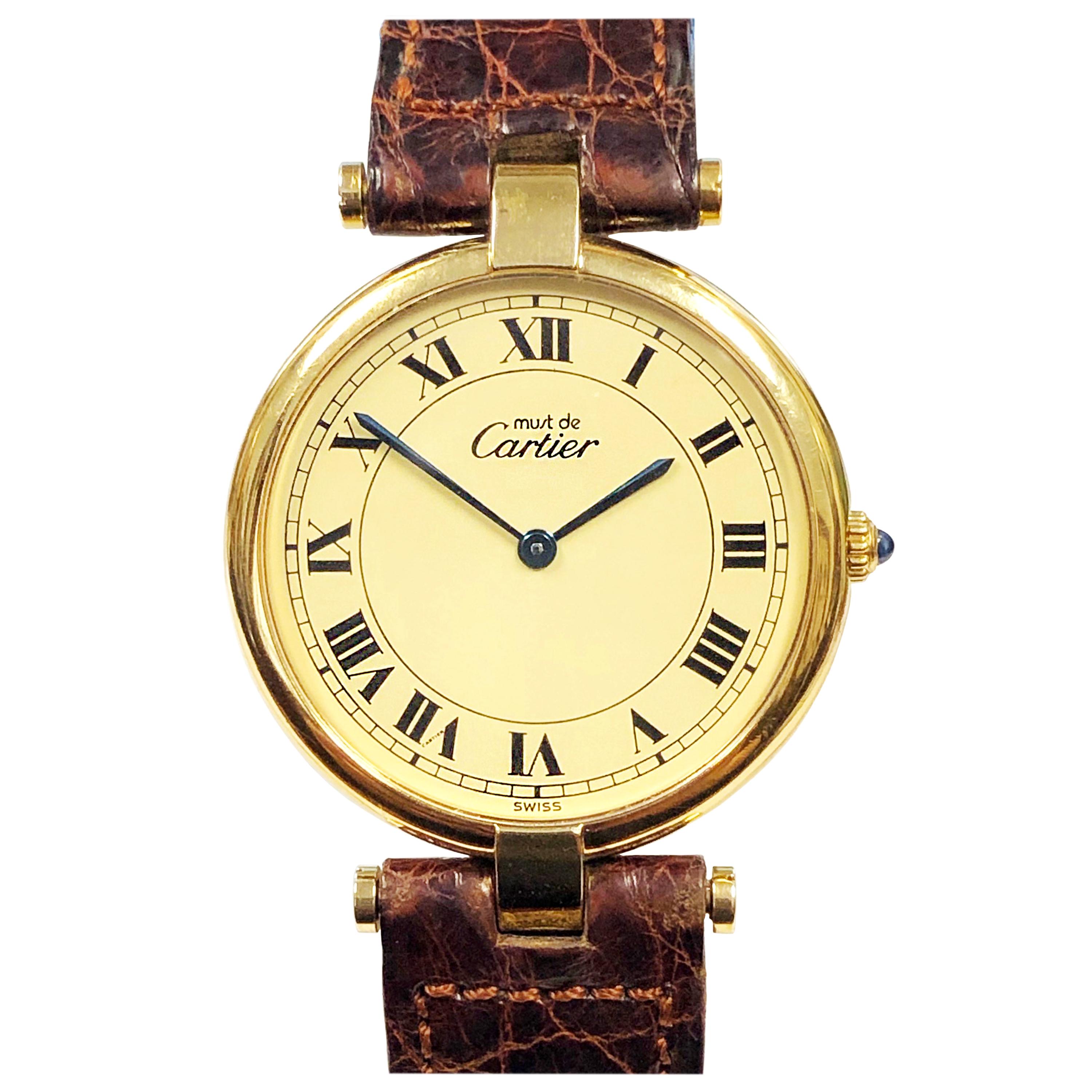 Cartier Vendome Vermeil Large Quartz Wristwatch