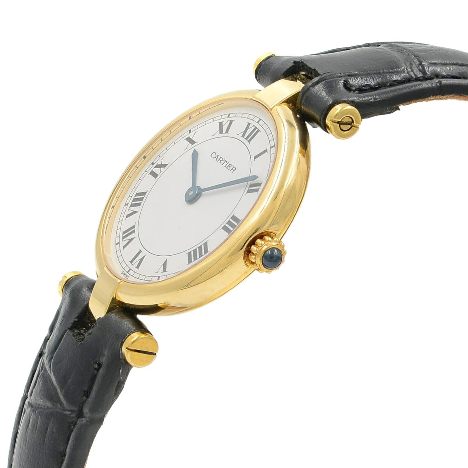 Cartier Vendome White Roman Dial 18 Karat Yellow Gold Quartz Ladies Watch 881002 In Good Condition In New York, NY