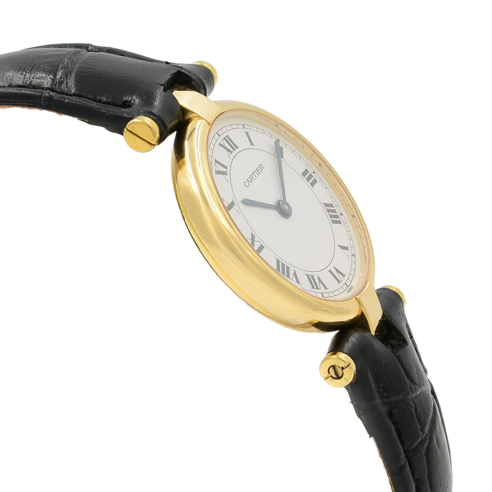 Women's Cartier Vendome White Roman Dial 18 Karat Yellow Gold Quartz Ladies Watch 881002