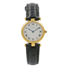 Cartier Vendome Cadran Romain Blanc Or Jaune 18 Carats Quartz Montre Femme 881002