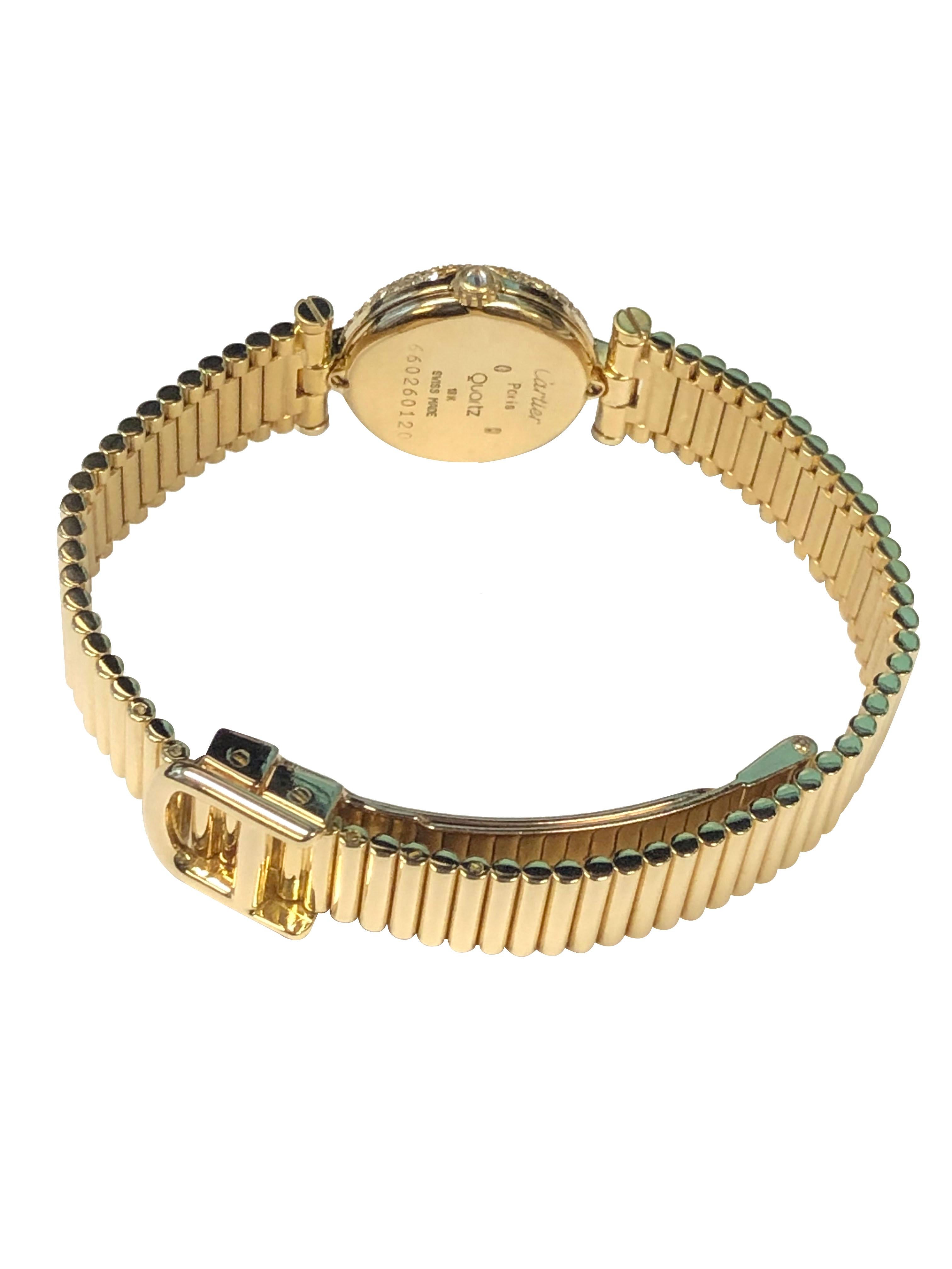 Montre-bracelet pour dames en or jaune et diamants Cartier Vendome en vente 1