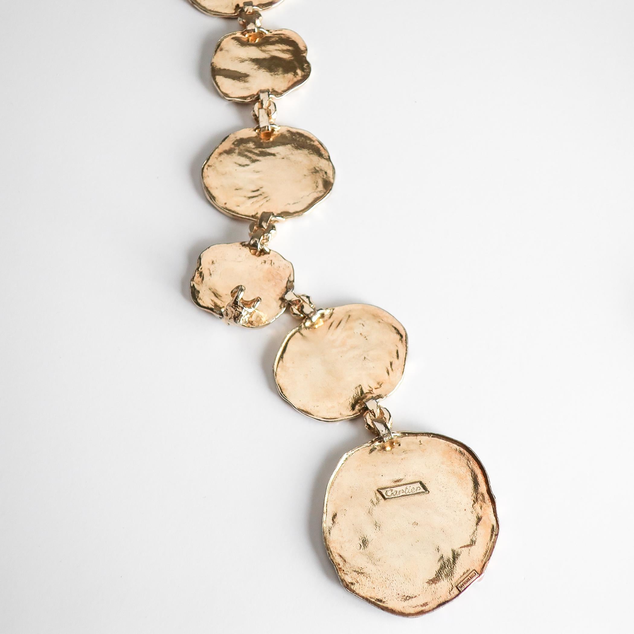 Cartier Vermeil Belt Necklace, Gold on Sterling Silver Jackie O, 1970s Brutalist For Sale 8