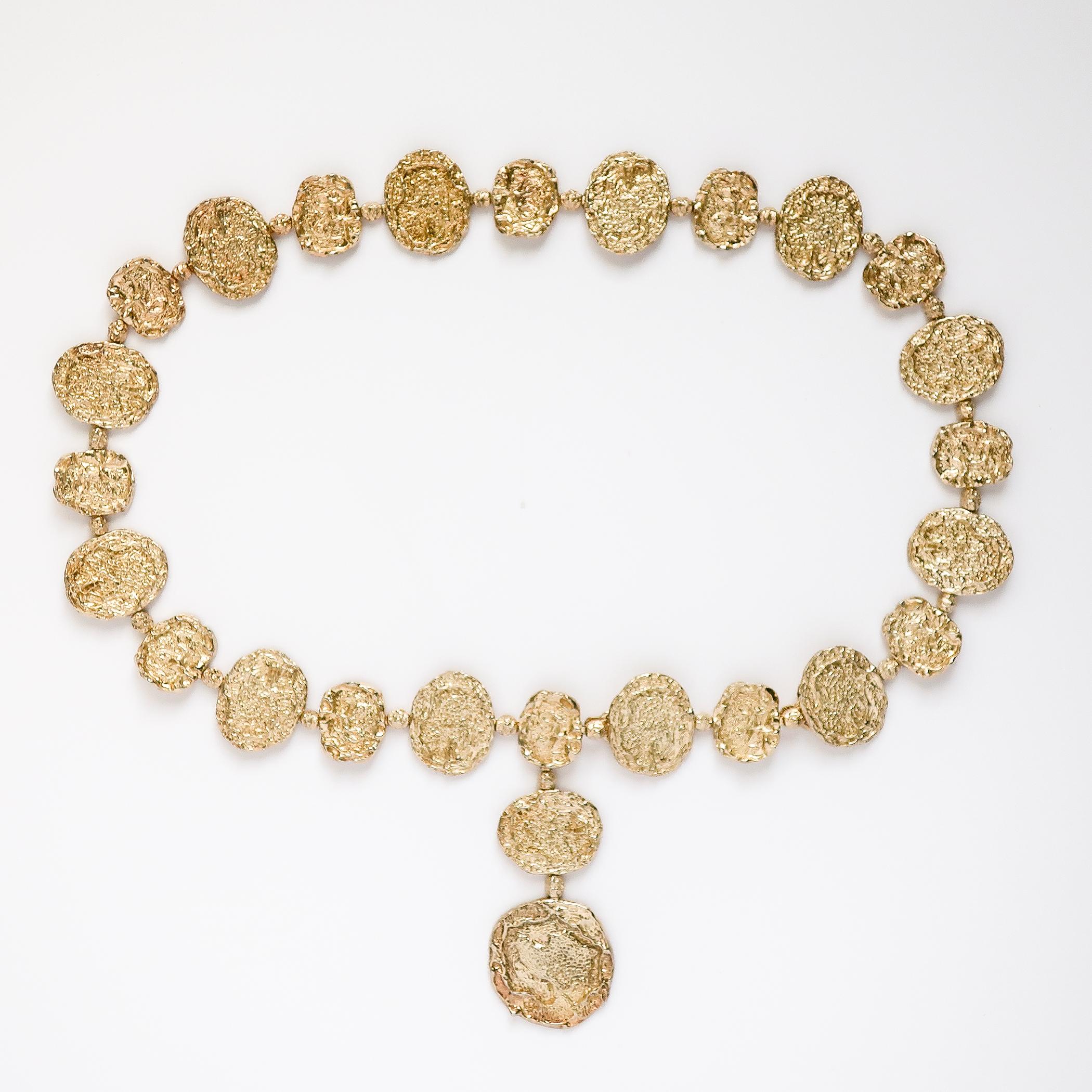 Cartier Vermeil Belt Necklace, Gold on Sterling Silver Jackie O, 1970s Brutalist In Good Condition For Sale In Raleigh, NC