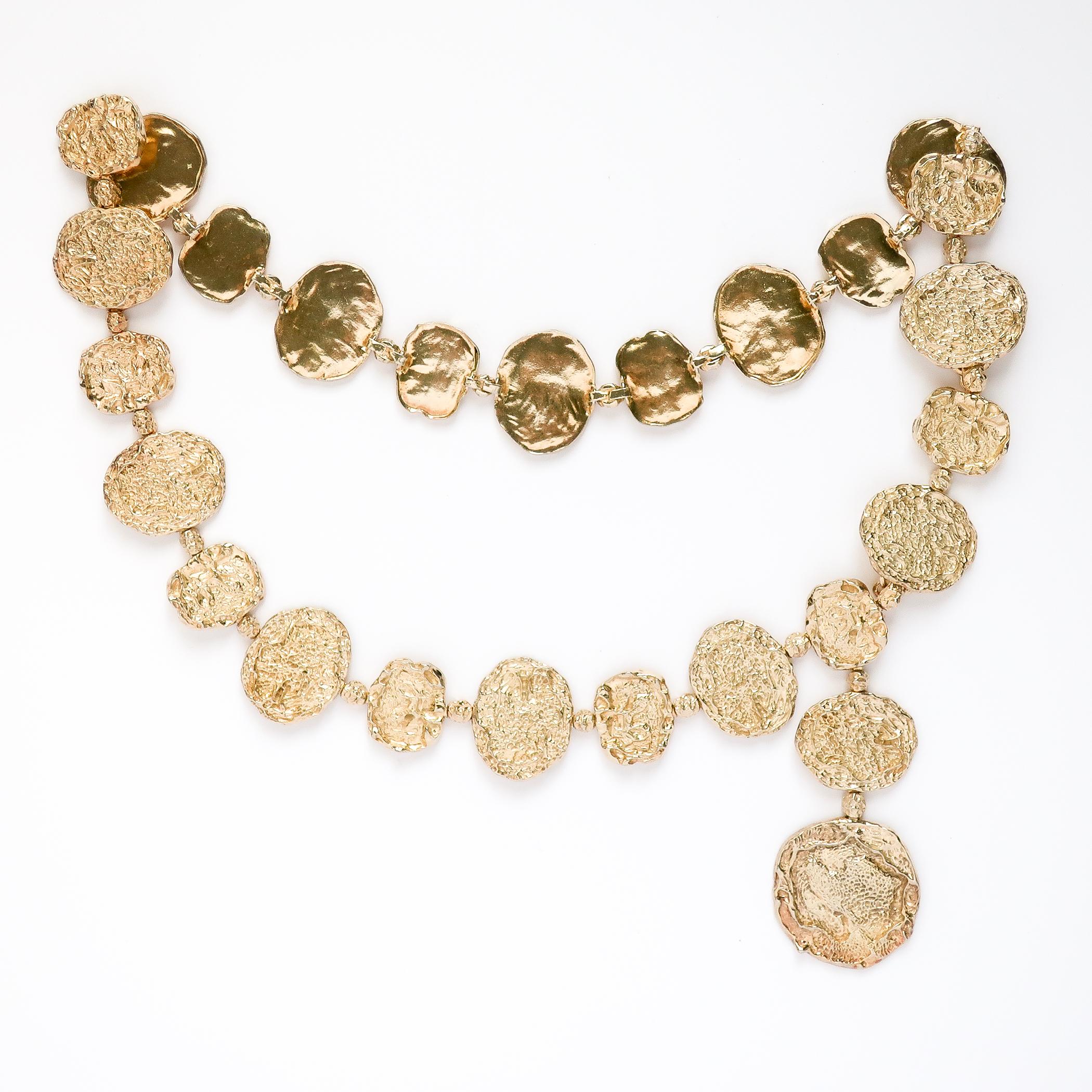 Cartier Vermeil Belt Necklace, Gold on Sterling Silver Jackie O, 1970s Brutalist For Sale 2