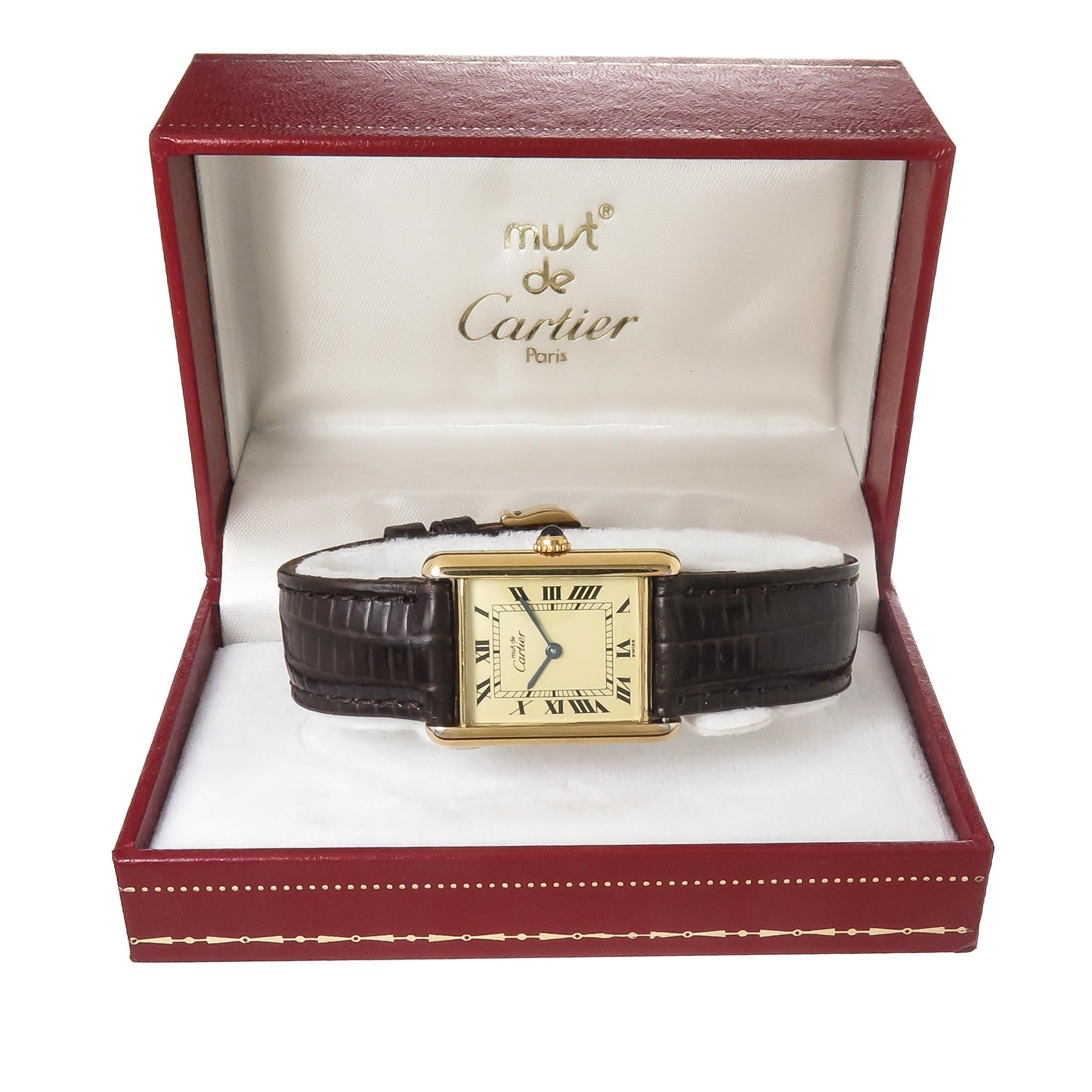 Cartier Vermeil Must de Cartier Tank Quartz Wristwatch 1